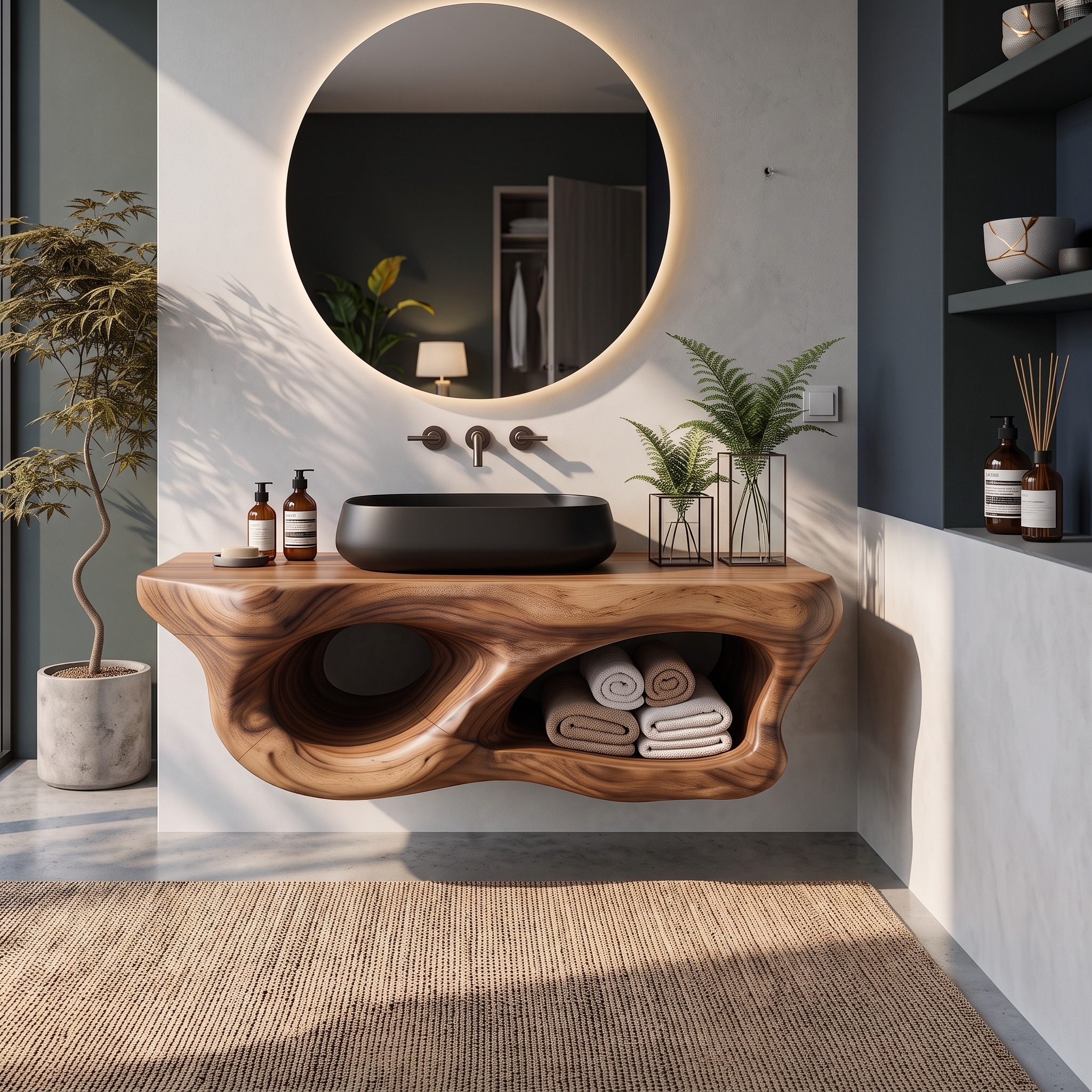 Modern Wooden Bathroom Vanity Wellness Room