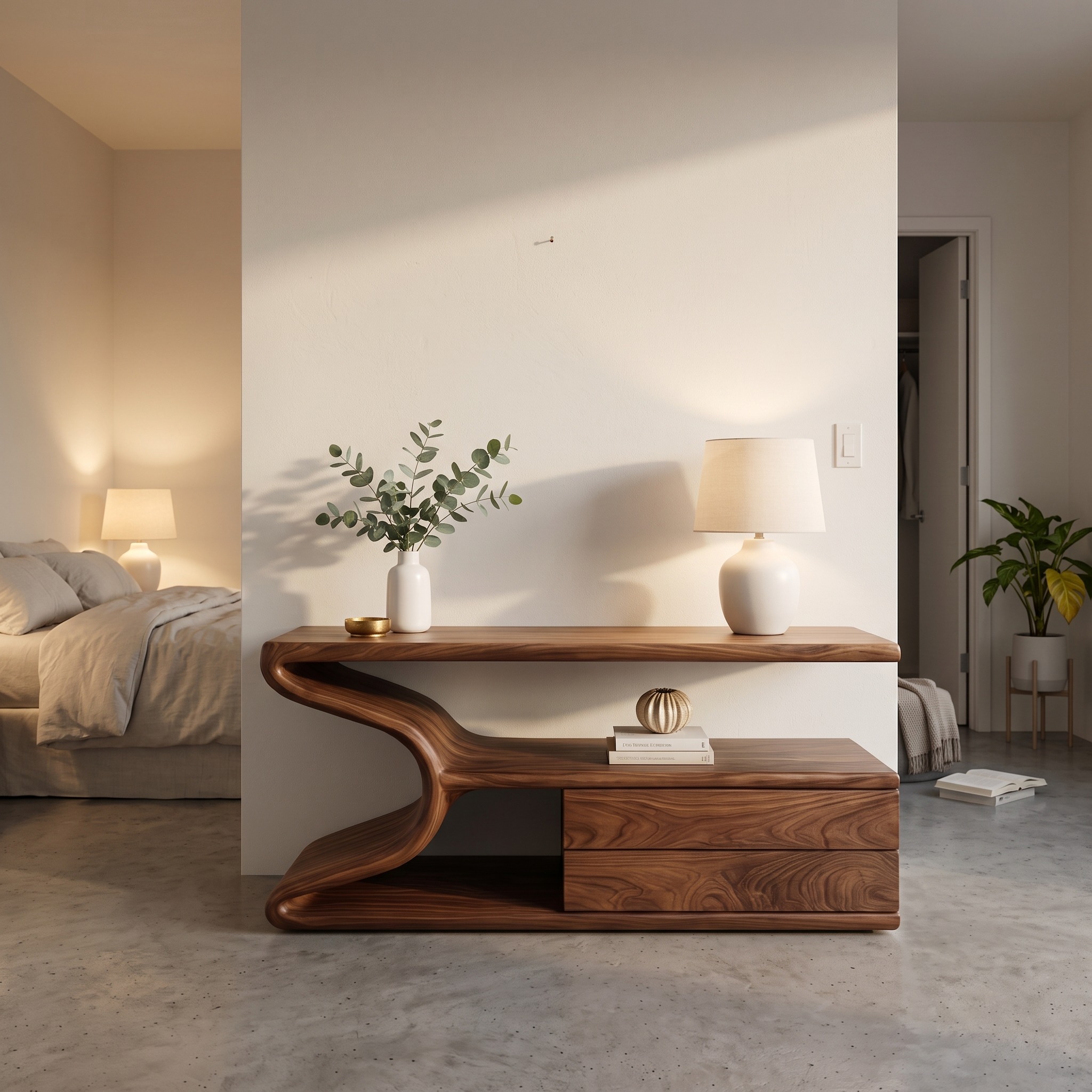 Modern Wooden Console Table with Storage, Handcrafted Statement Entryway Table for Living Room & Hallway, Model