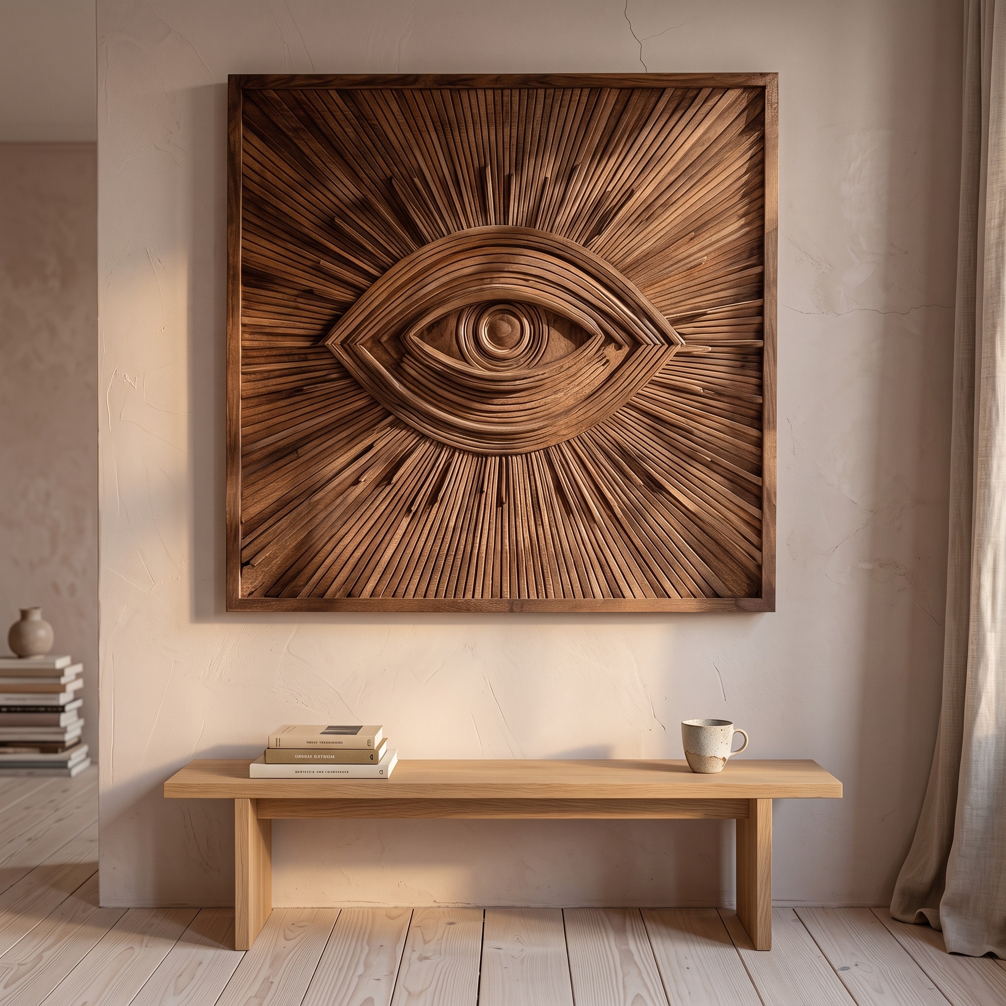 Modern Wooden Eye Wall Art for Living Room Decor