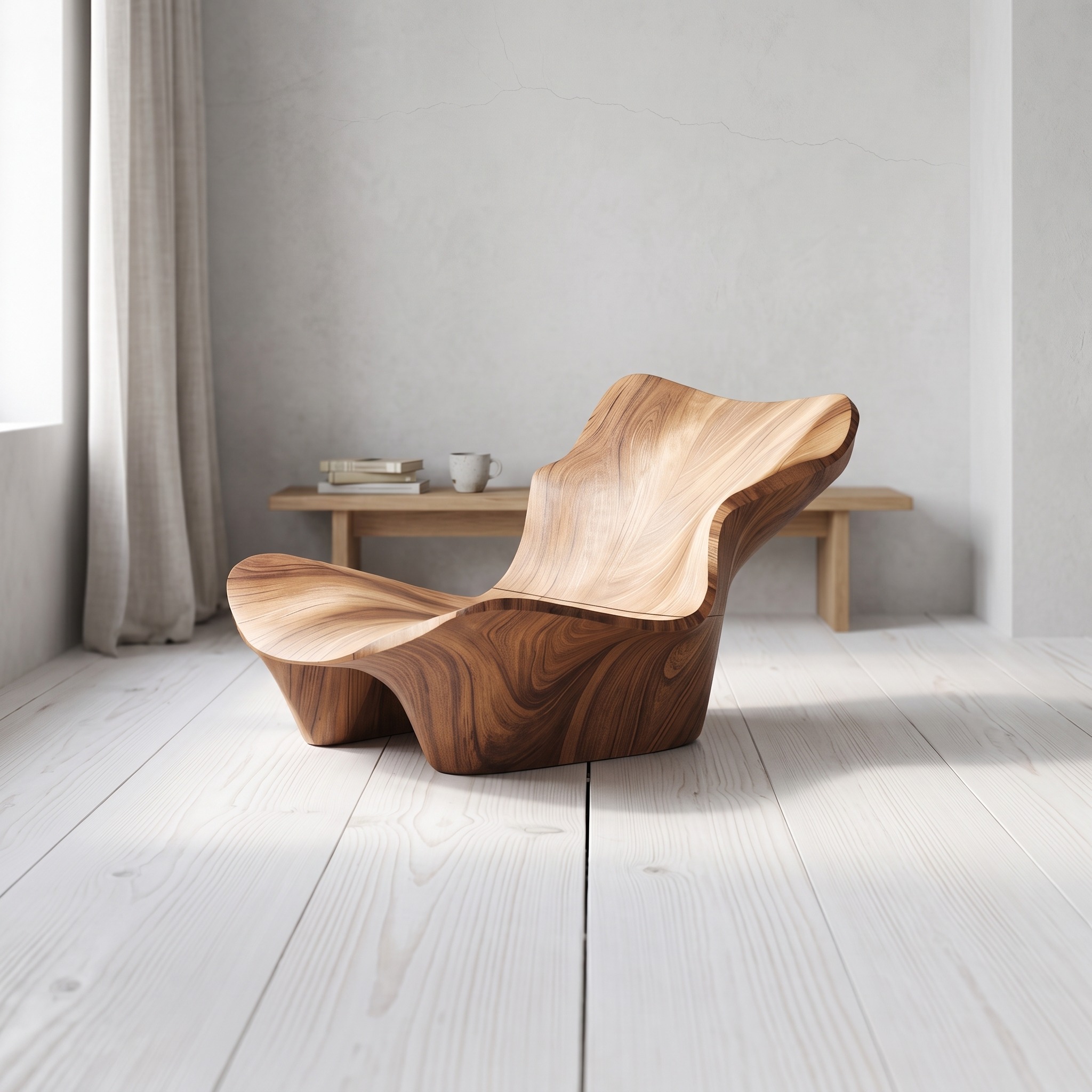 Modern Wooden Live Edge Accent Chair for Living Room Halloween Decor