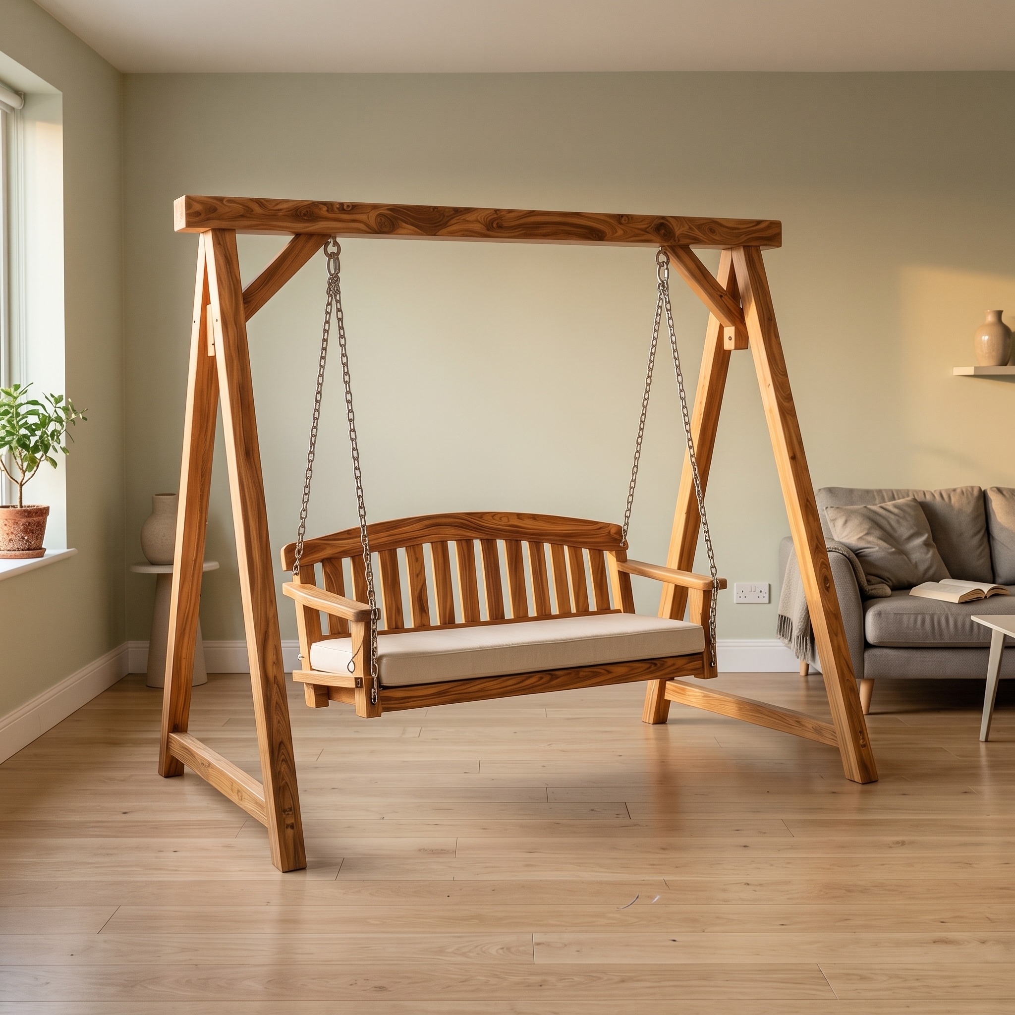 Modern Wooden Porch Swing Penthouse Living Space