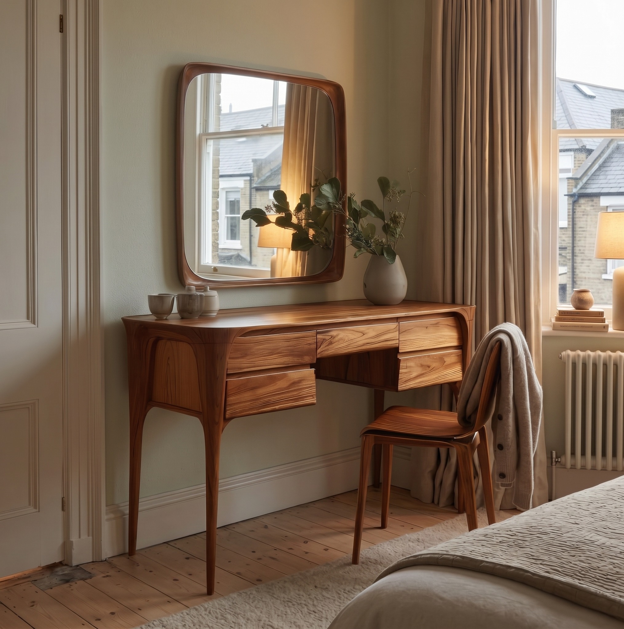 Modern Wooden Vanity Table with Drawers for Bedroom