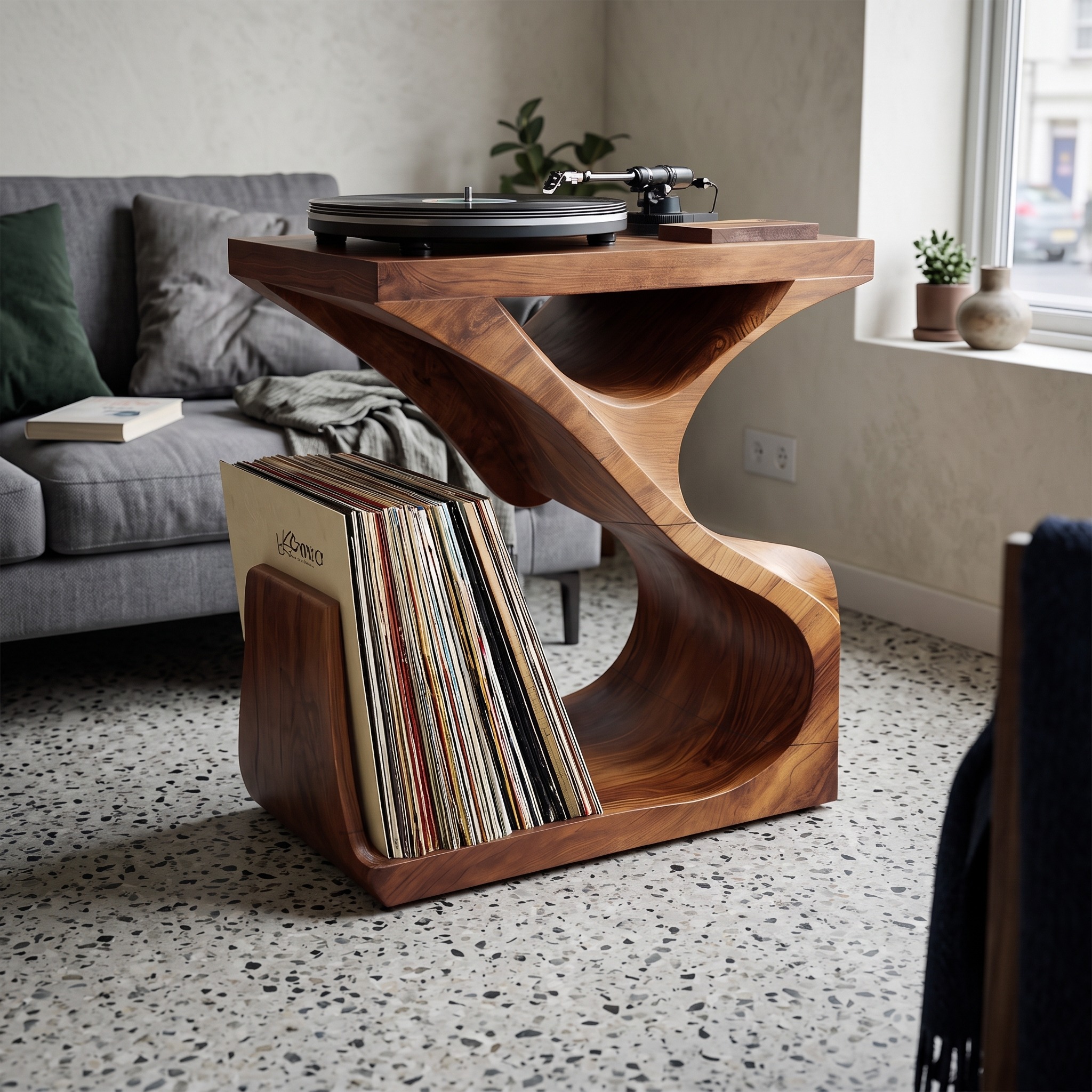 Modern Wooden Vinyl Record Stand, Handcrafted Solid Wood LP Storage Rack and Organizer Shelf, Premium Holiday Gift