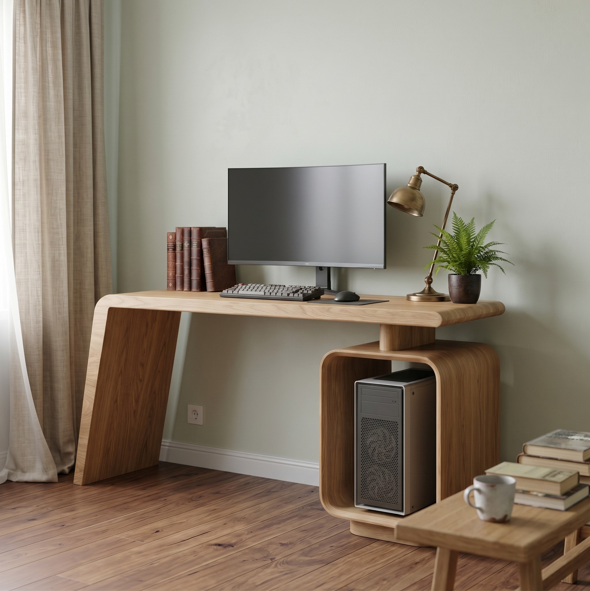 Modern Work Desk, Solid Wood Computer PC Writing Desk for Home Office & Study Room