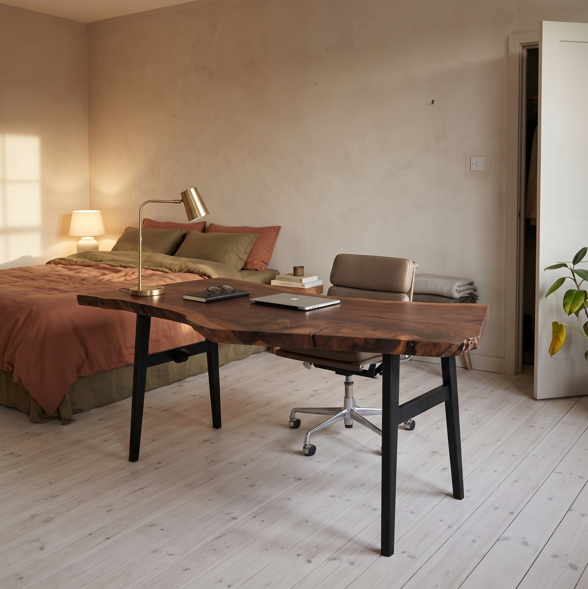 Modern Work Desk, Solid Wood Writing Table, Home Office Computer & Study Room Desk Workstation