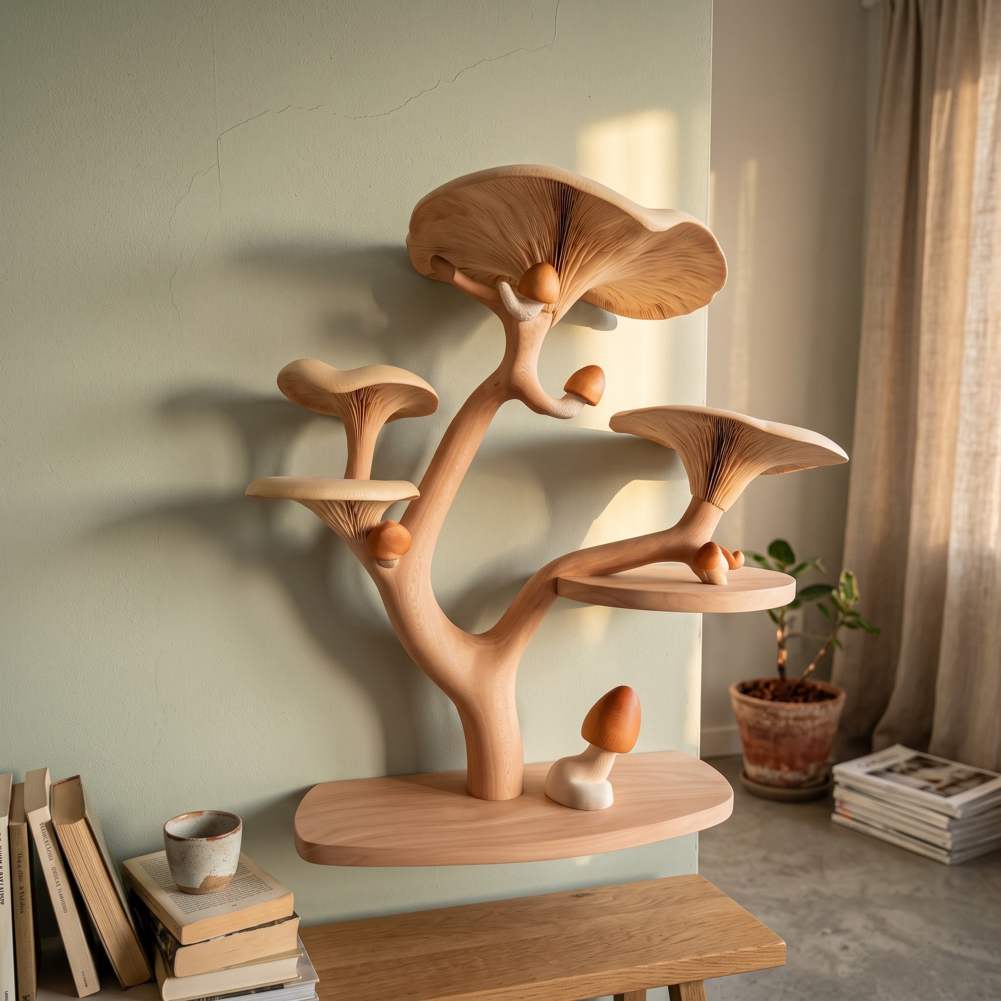 Mushroom Floating Corner Wall Shelf
