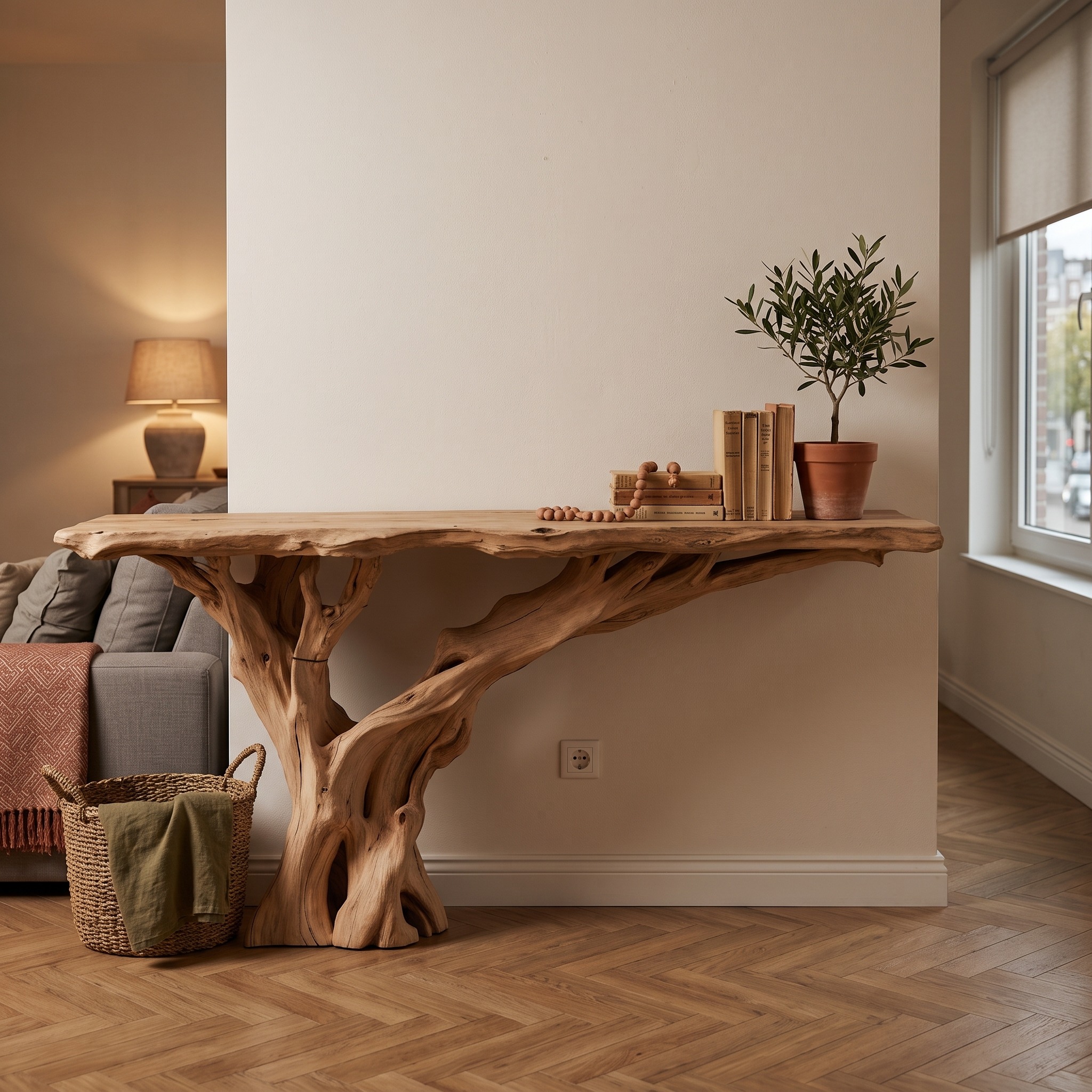 Narrow Floating Live Edge Console Table Home Decor