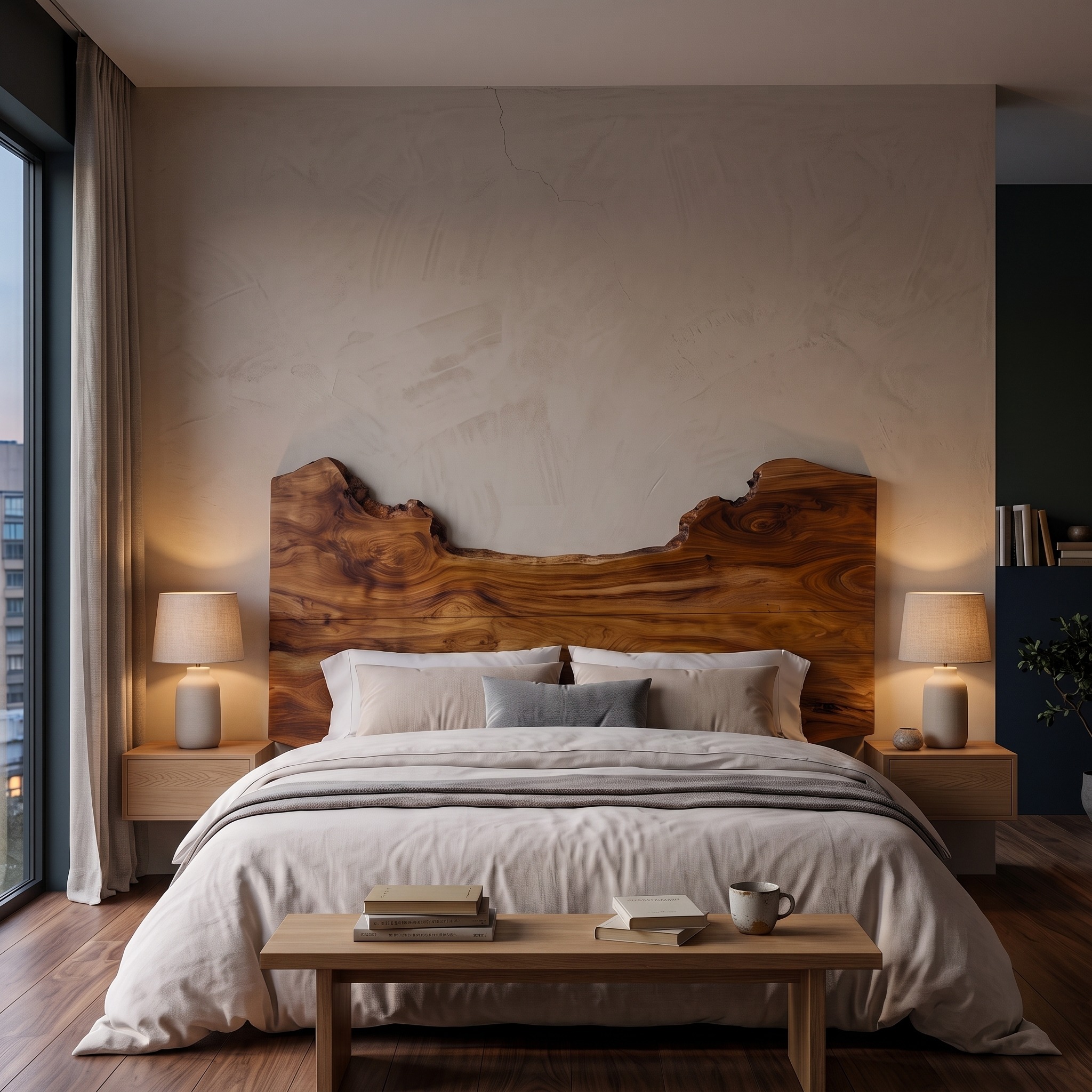 Natural Edge Headboard Wooden Bed Headboard for Bedroom