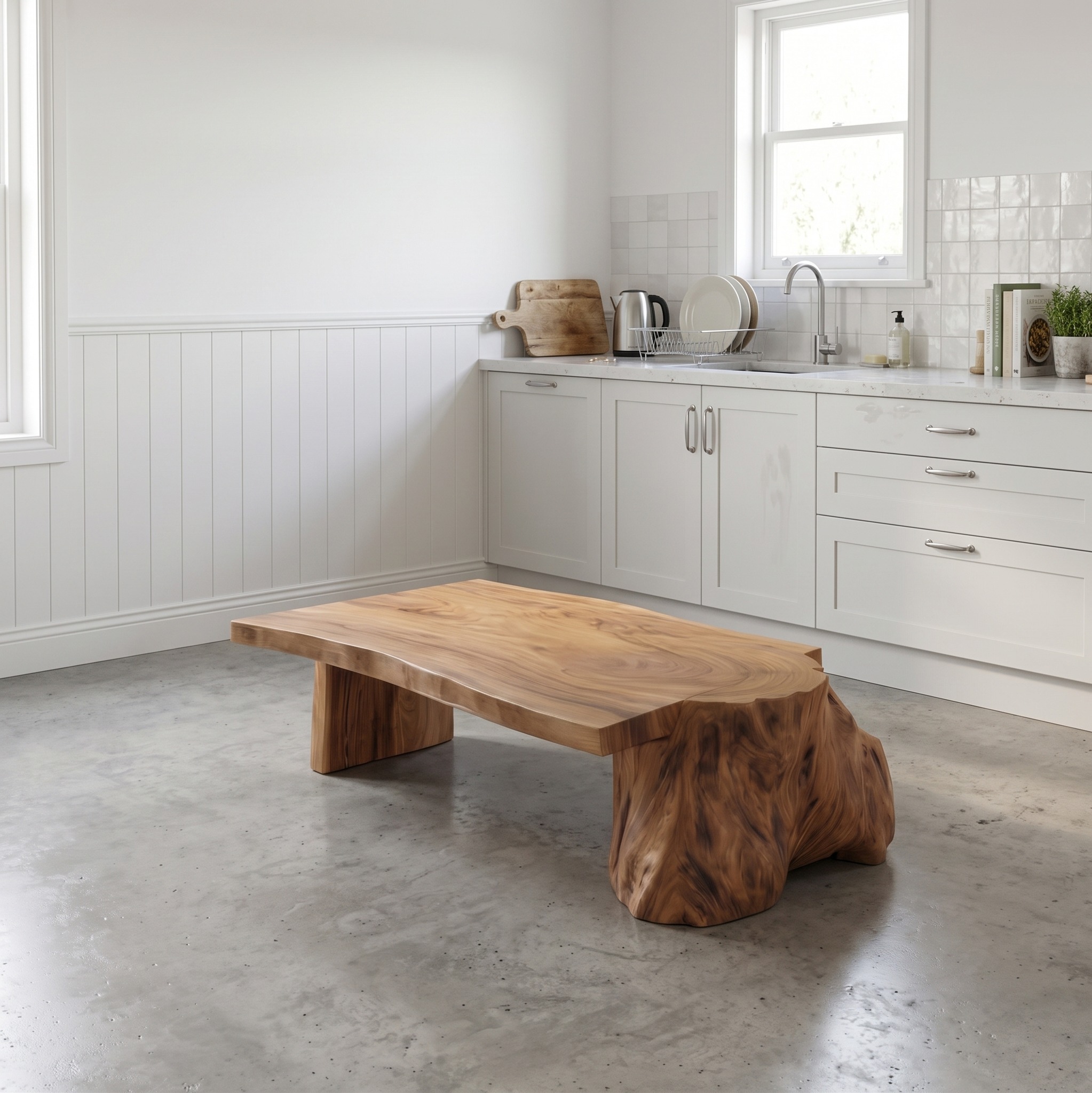 Natural Live Edge Wood Coffee Table Rustic Living Room