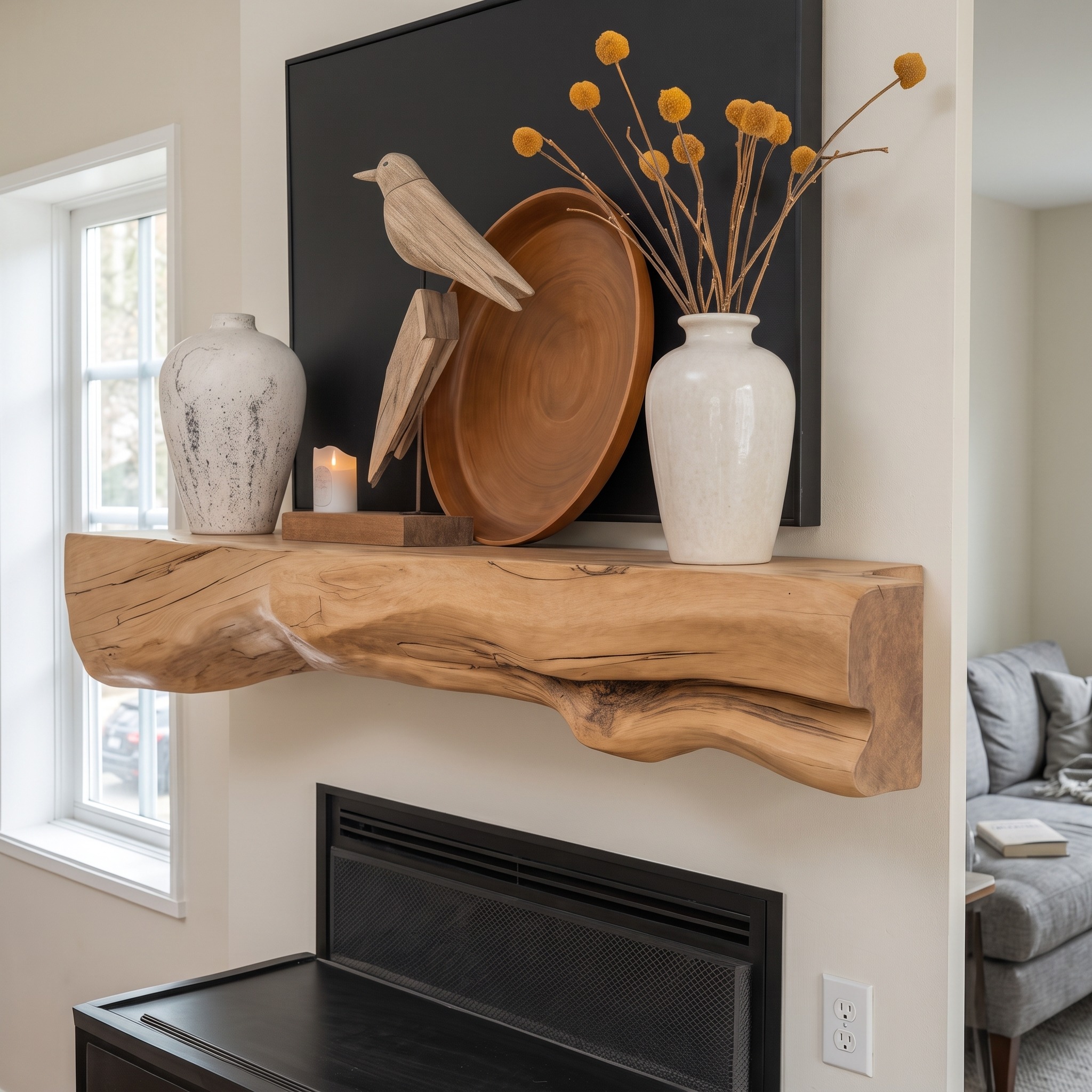 Natural Mantel Shelf for Fireplace or Entryway
