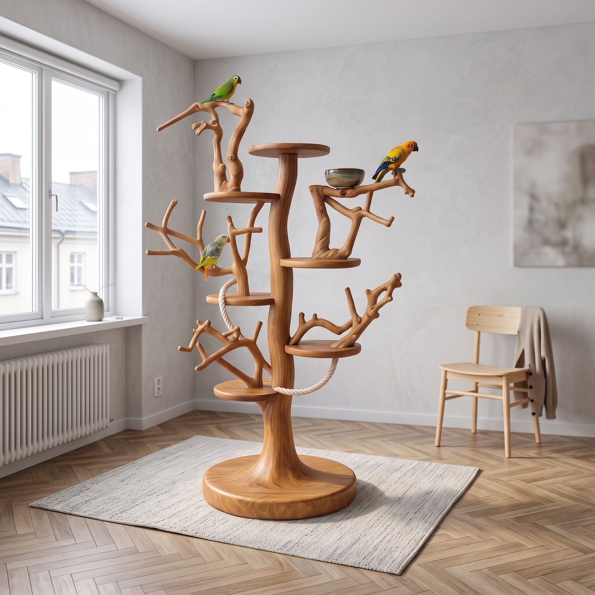 Natural Parrot Climbing Stand for Living Room and Bird Room