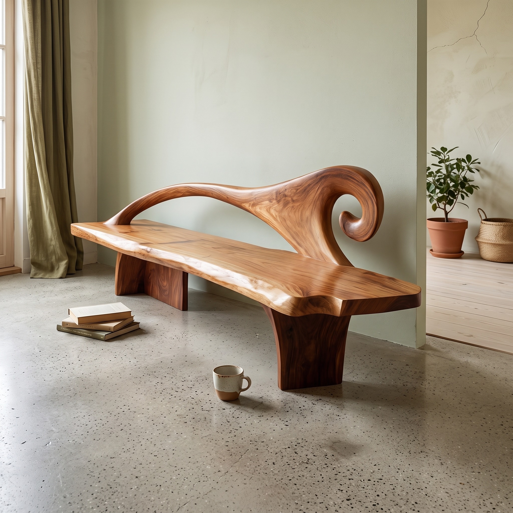 Natural Rustic Solid Wood Entryway Bench, Handcrafted Indoor Hallway Dining Bench & Mudroom Seating Furniture