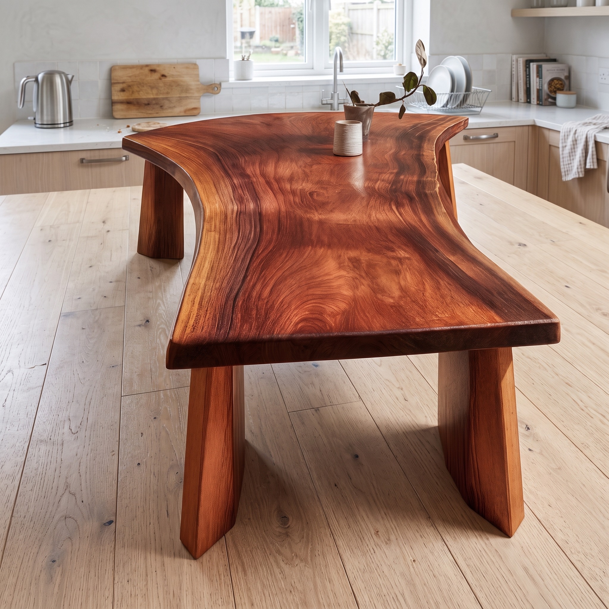 Natural Slab Coffee Table, Solid Wood Live Edge Center Table, a-Frame Base Rustic Living Room Furniture