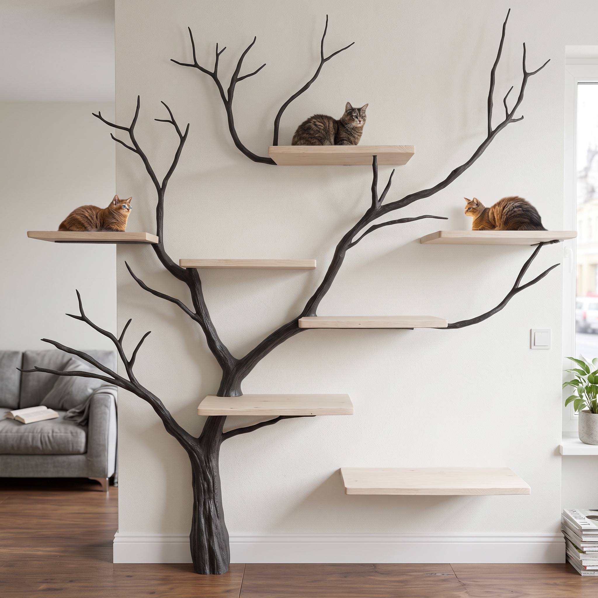 Natural Solid Wood Cat Tree Cat House Gift Cat