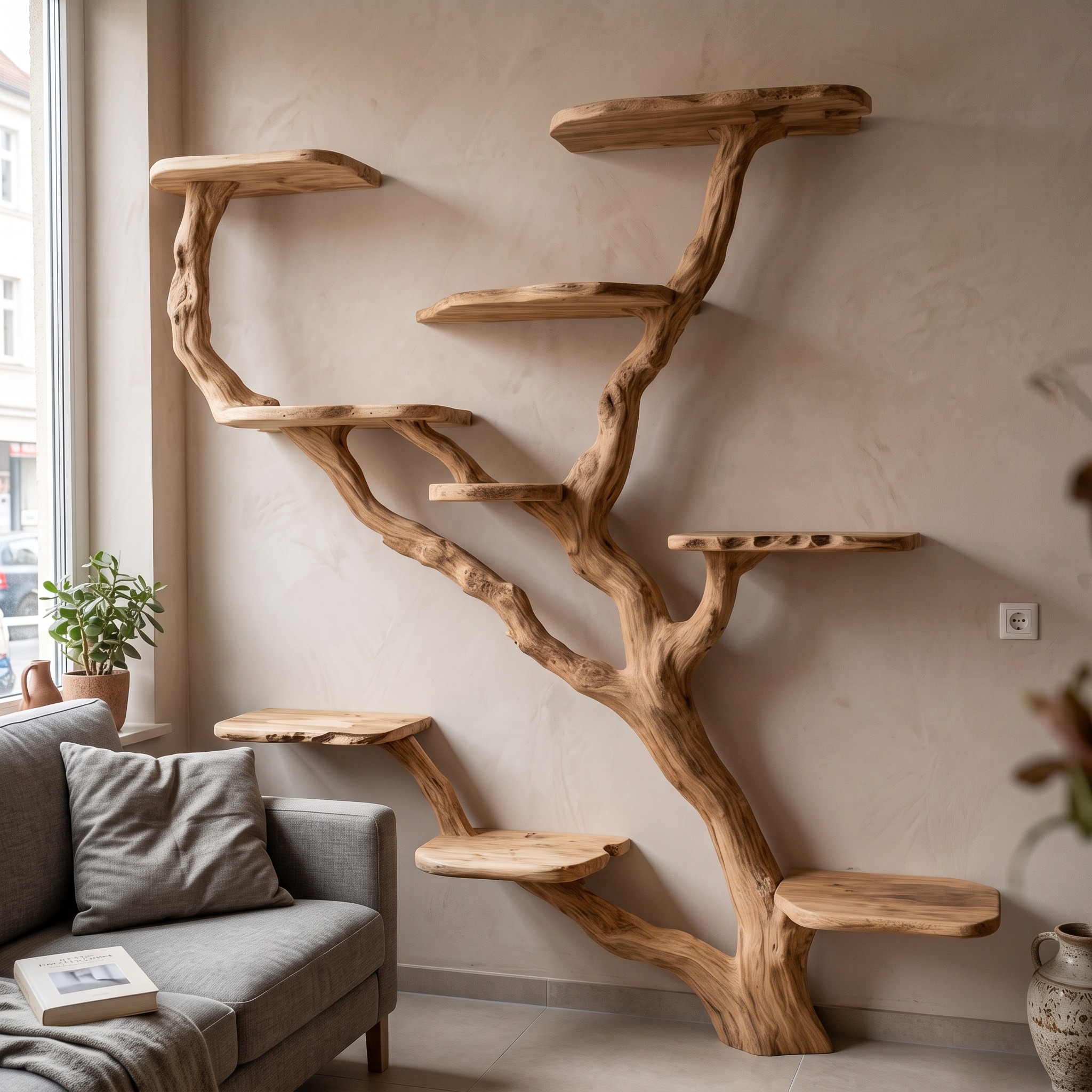 Natural Solid Wood Cat Tree Stylish Cat Furniture