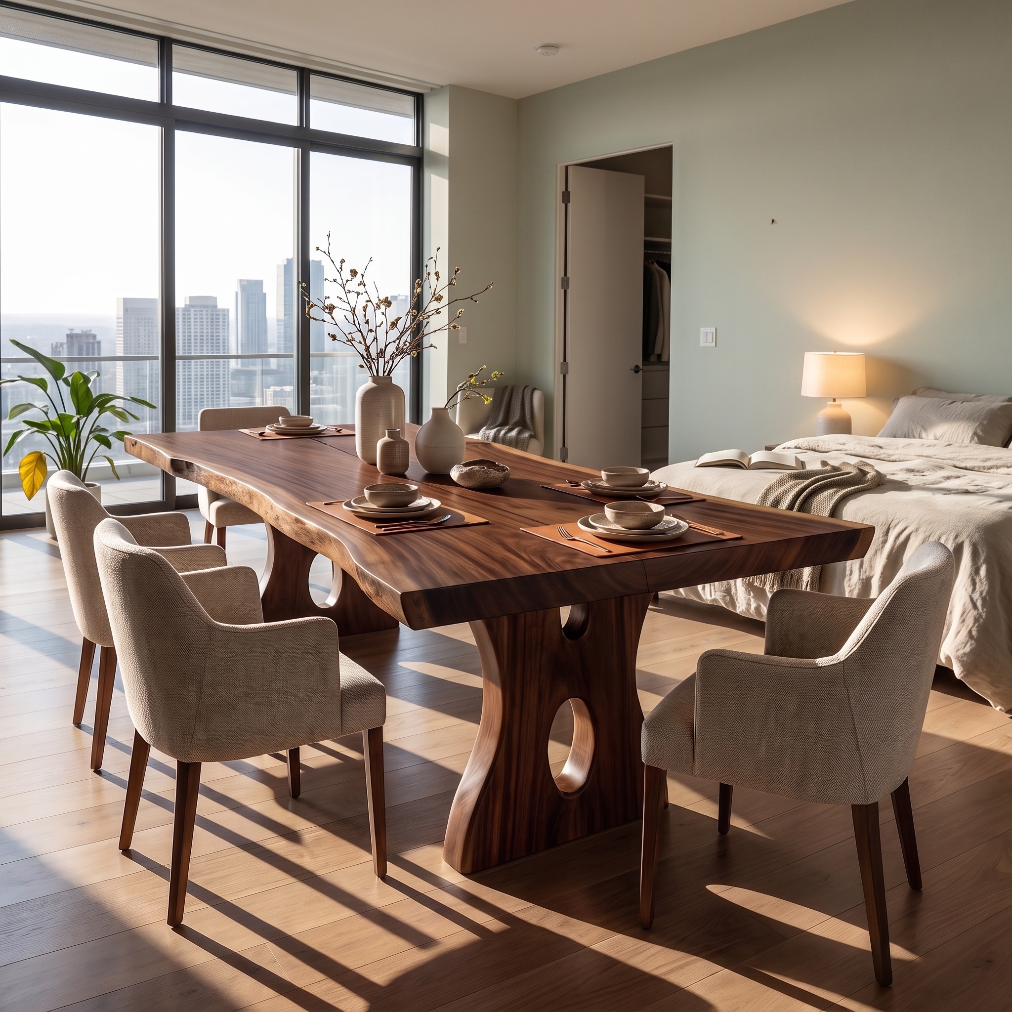 Natural Statement Dining Table with Flowing Organic Silhouette for Dining Room