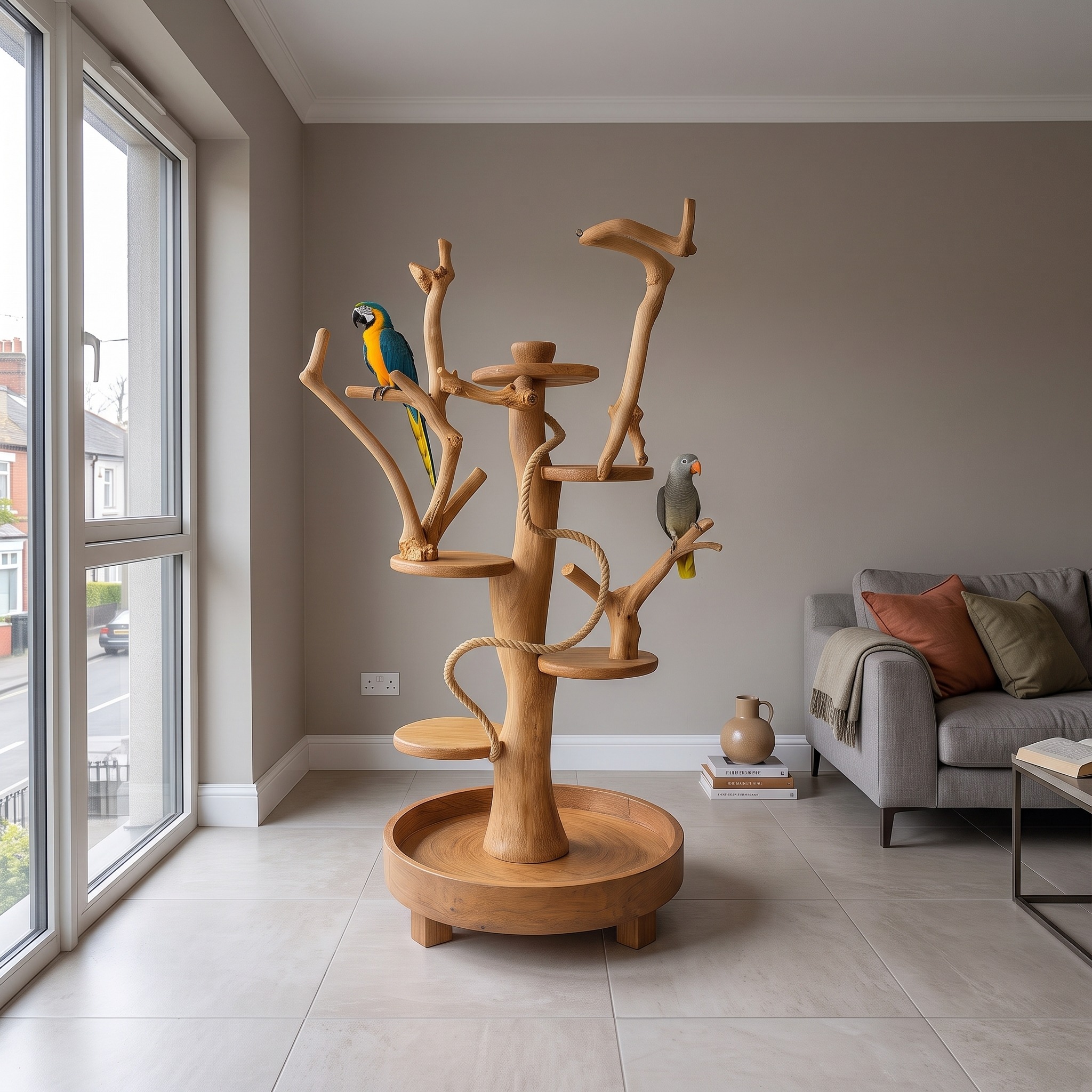 Natural Tree Parrot Playground for Living Room and Bird Space