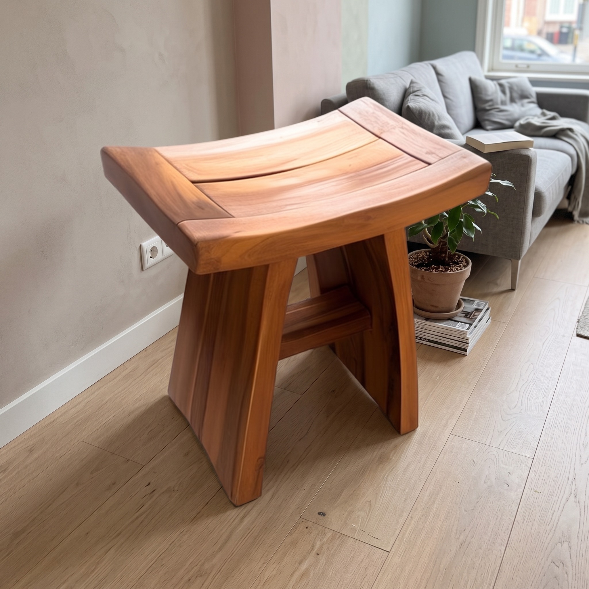 Natural Wood Shower Bench Shower Stool Chair