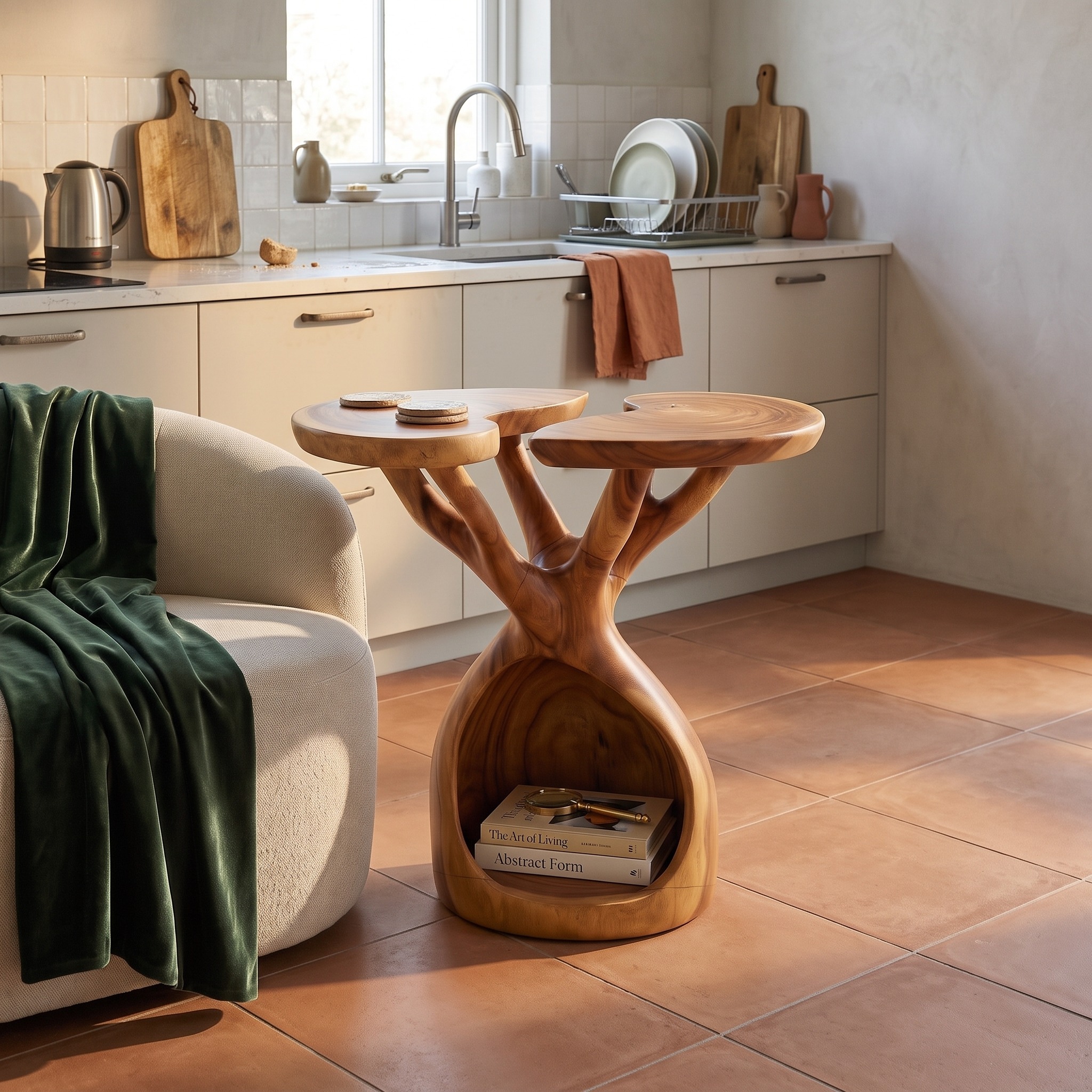 Nature Inspired Branch Side Table Sunroom Corner