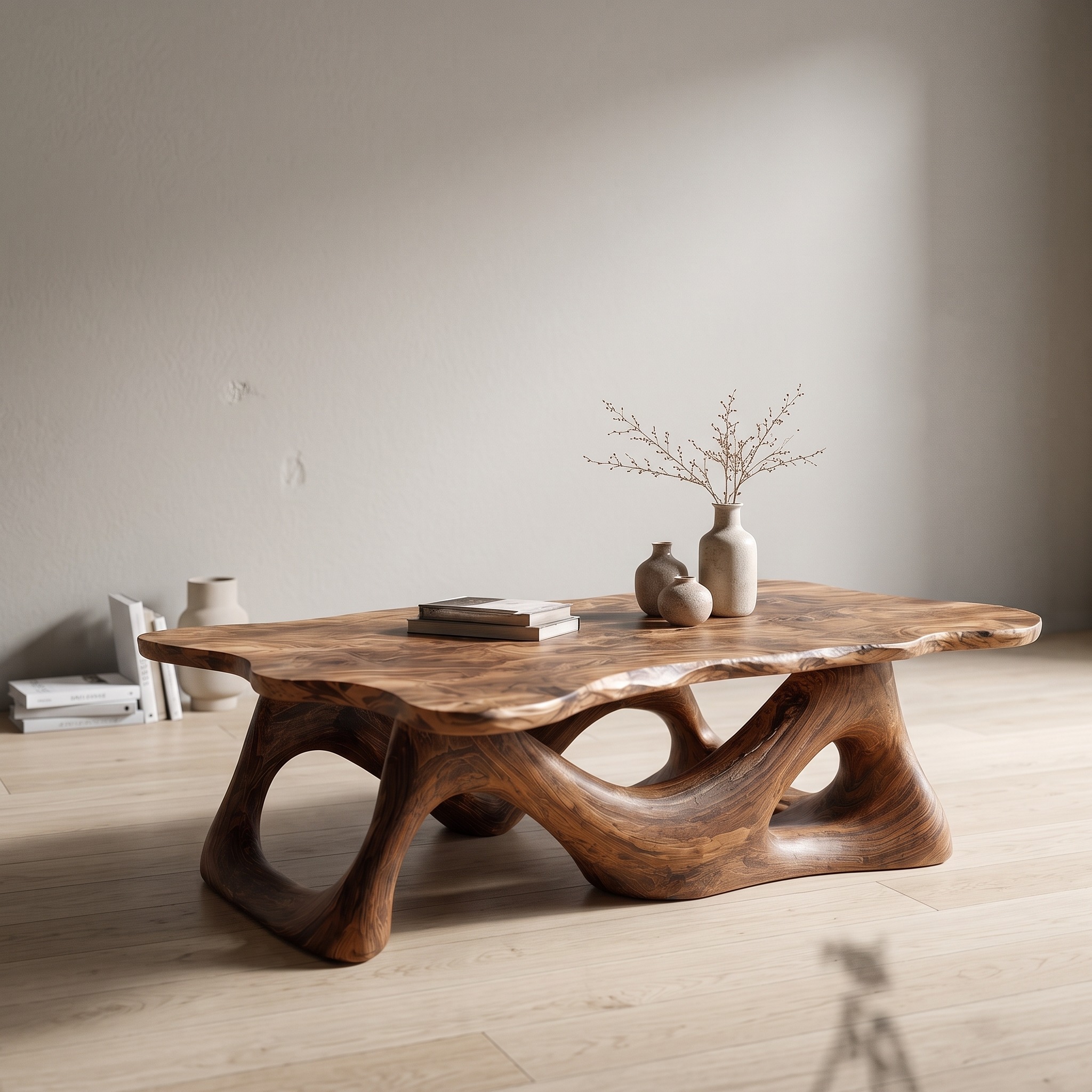 Nature Inspired Coffee Table Sculptural Ring Base for Living Room