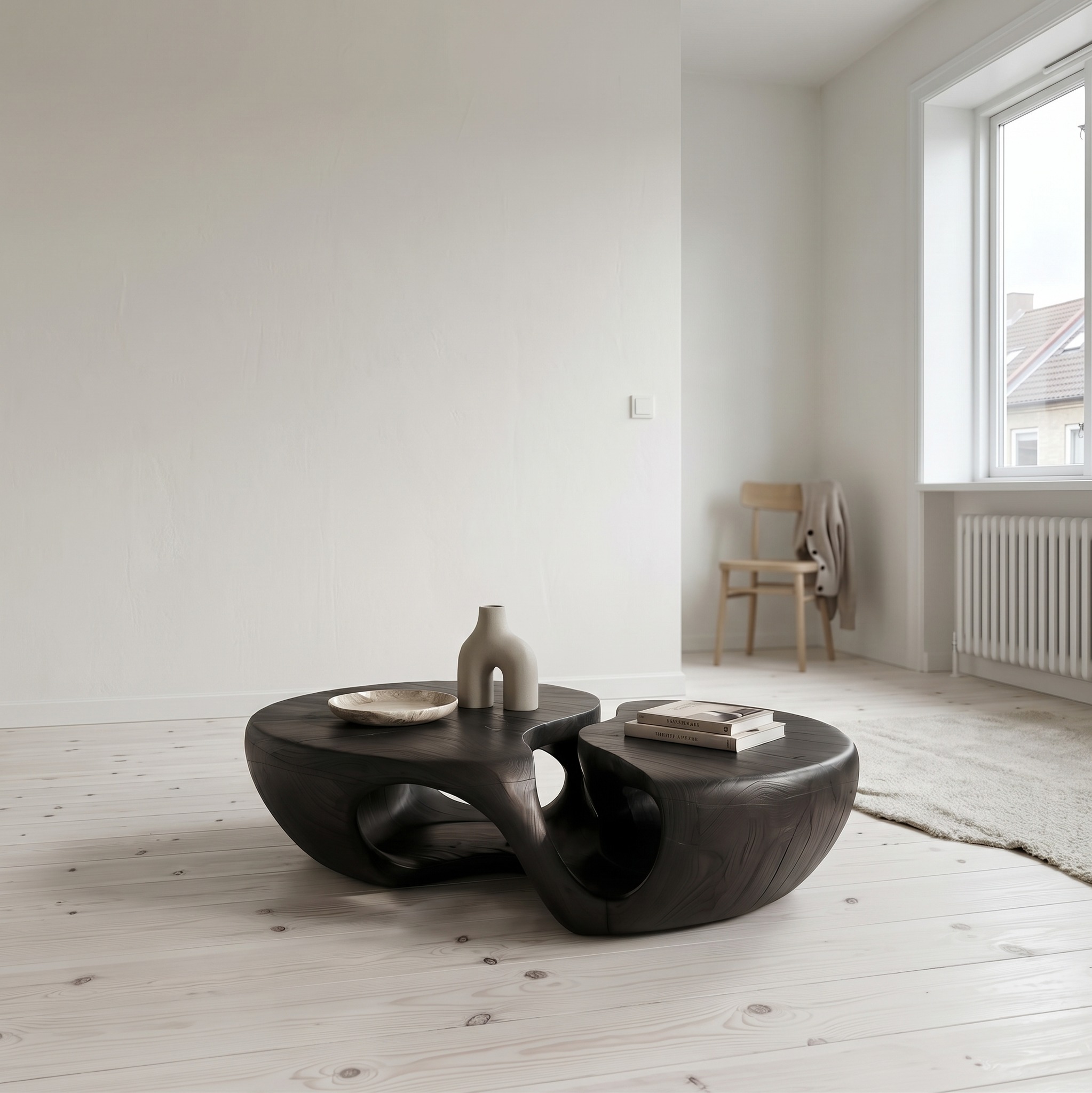 Nature Inspired Coffee Table with Artistic Open Base Design for Living Room
