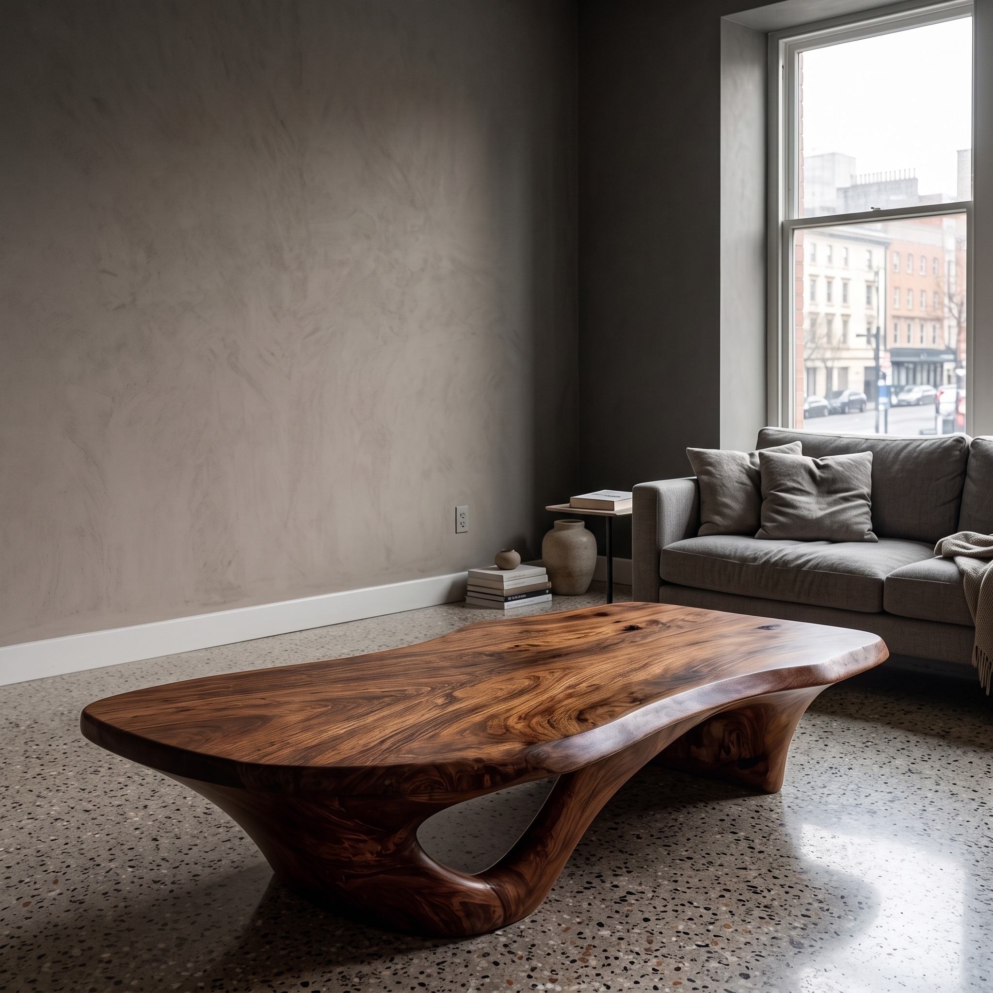 Nature Inspired Coffee Table with Wood Base for Living Room