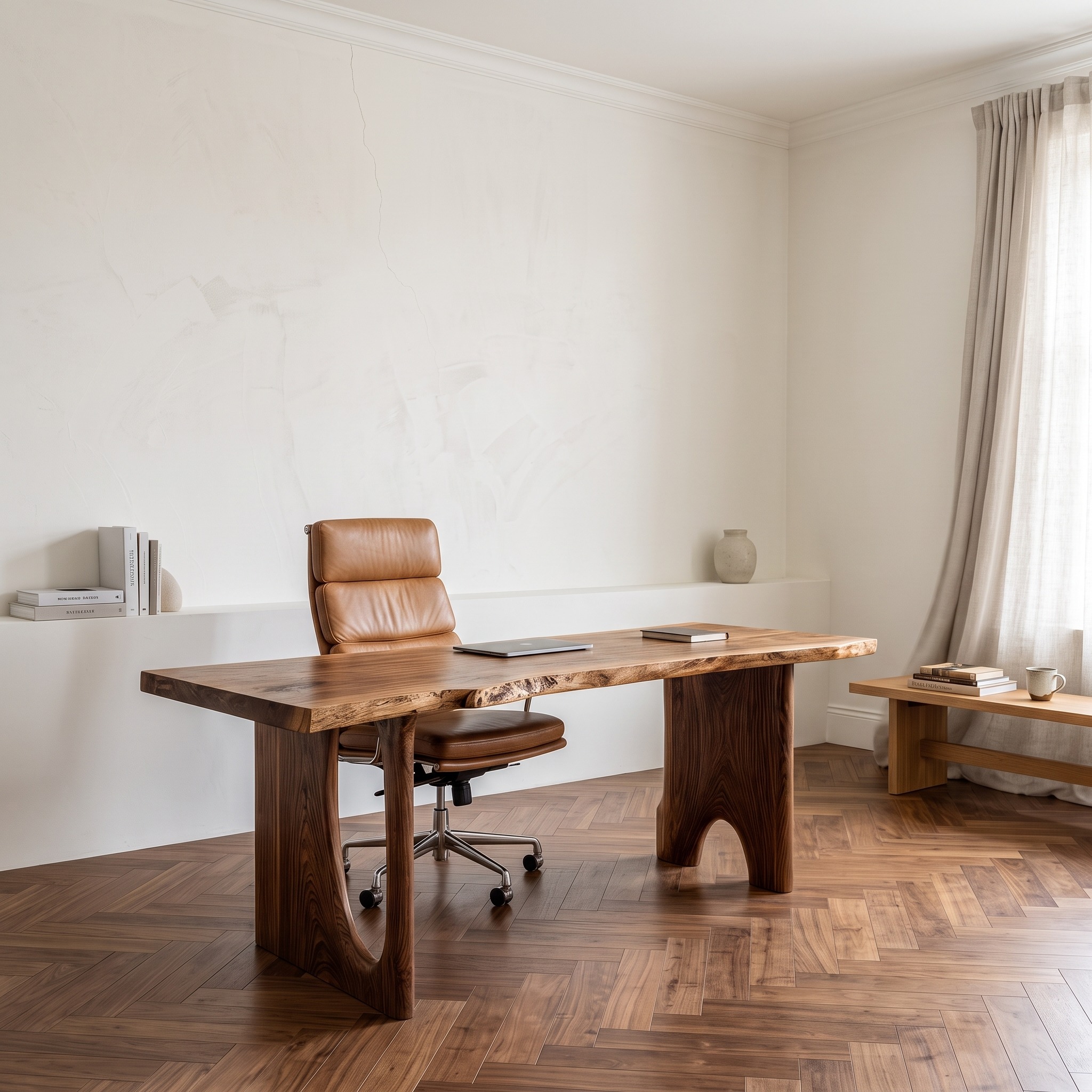 Nature Inspired Wooden Desk, Handcrafted Tree Branch Writing Computer Table for Home Office