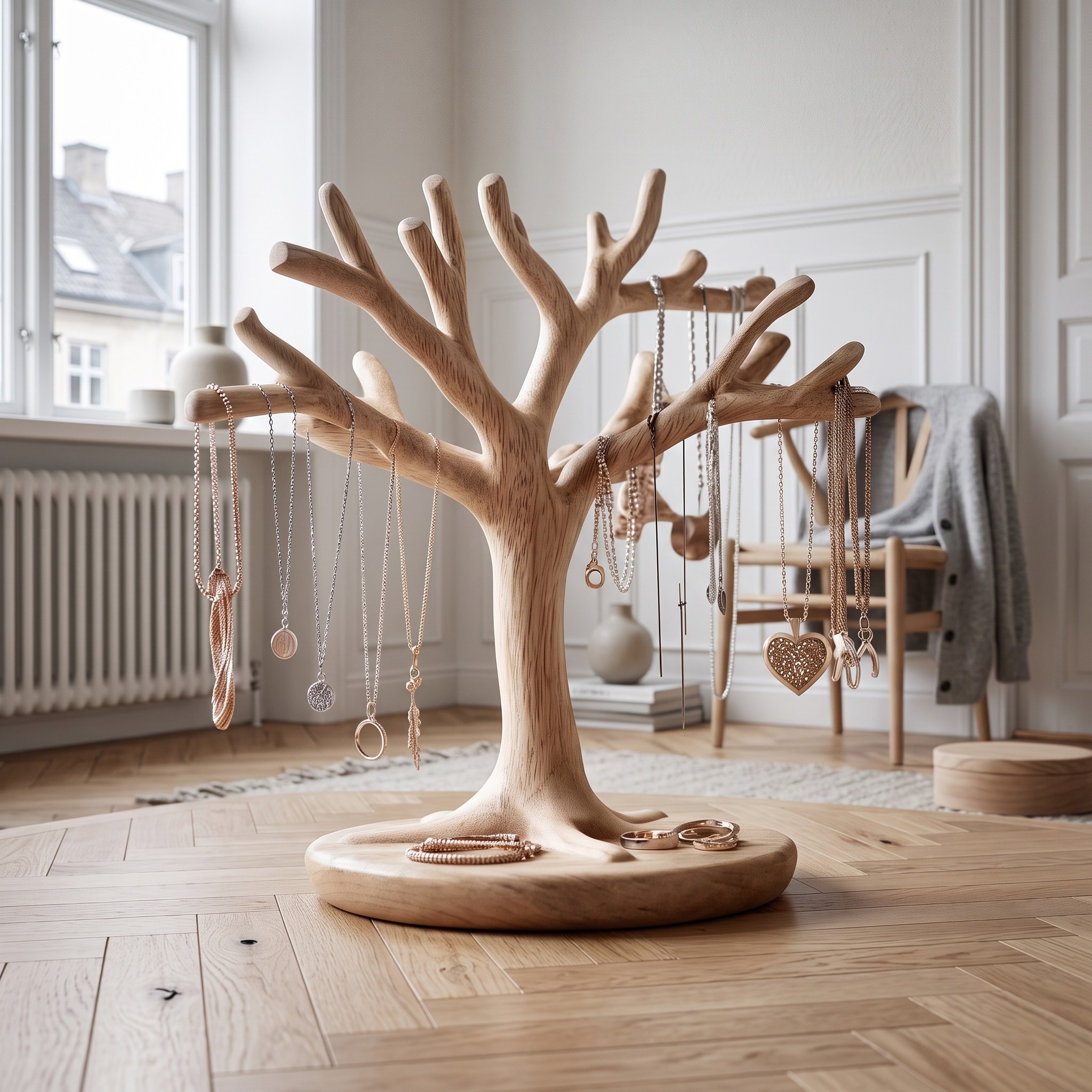 Nature Inspired Wooden Jewelry Tree Holder Handmade