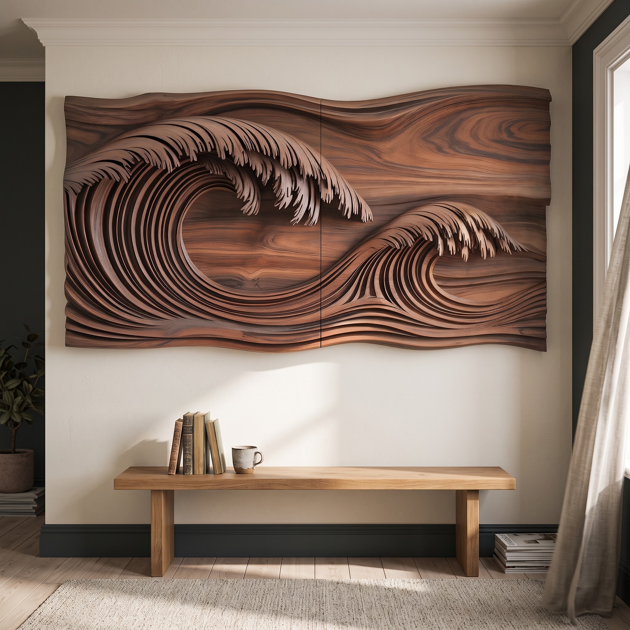 Ocean Wave Wall Sculpture for Bedroom Wall Decor