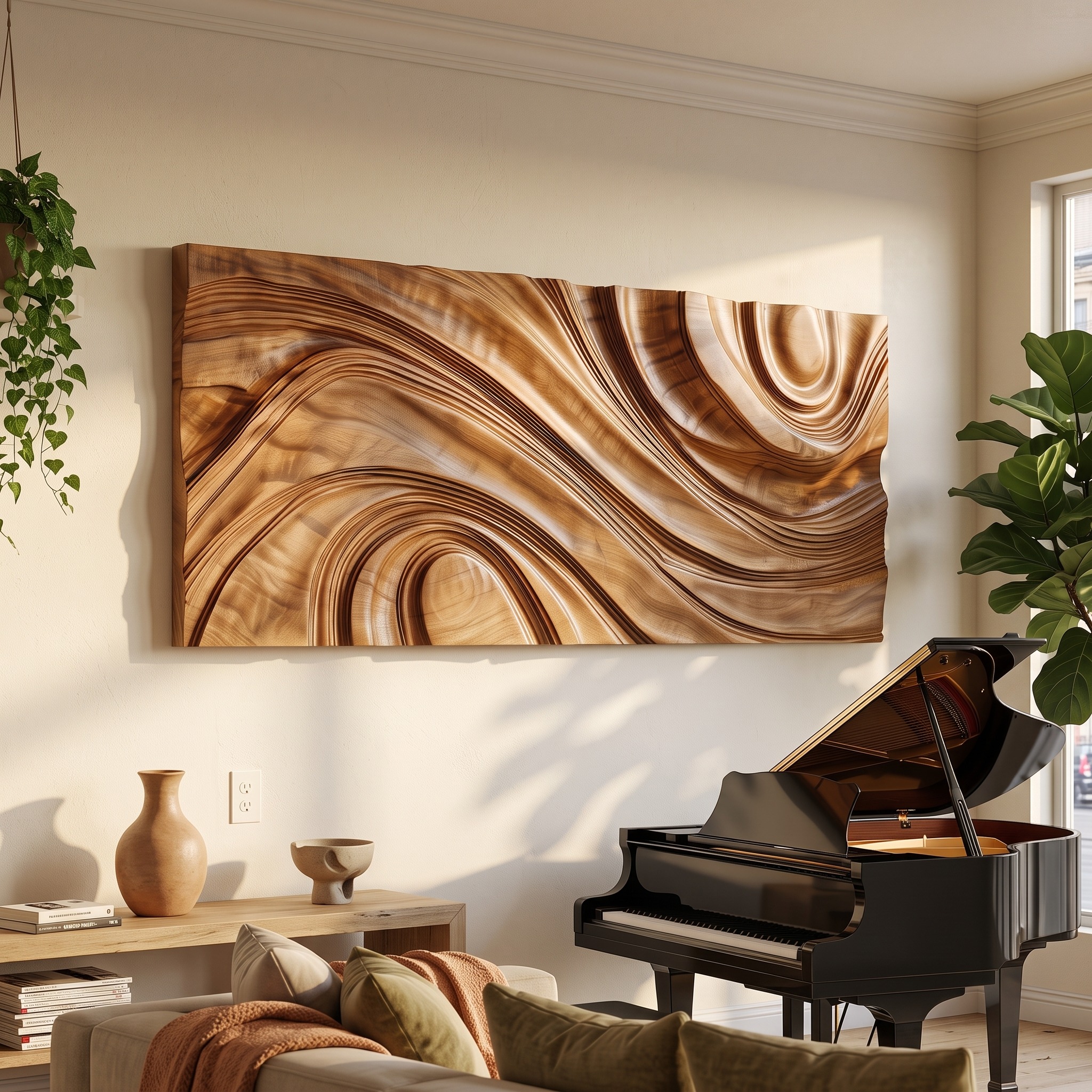 Organic Abstract Wood Wall Art for Music Room