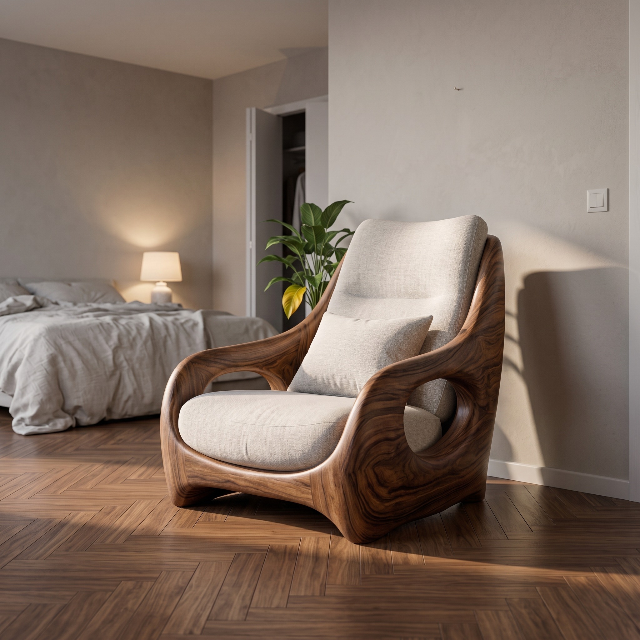 Organic Armchair Smooth Curved for Living Room