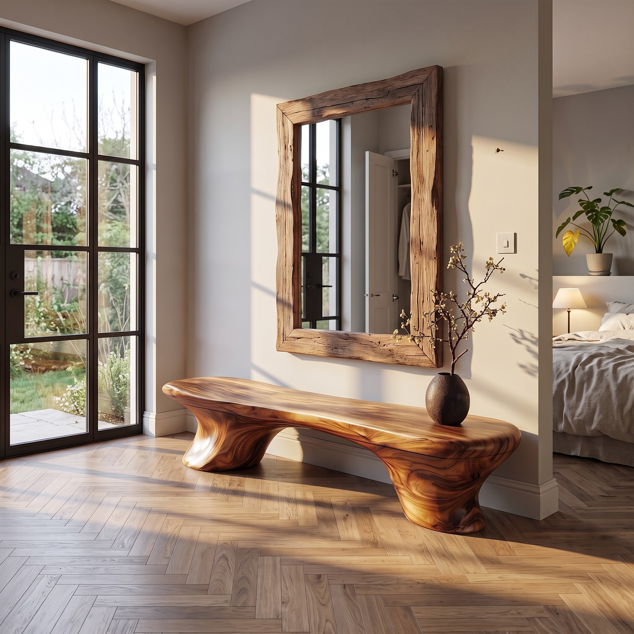 Organic Bench Natural Wood Accent Seating for Home