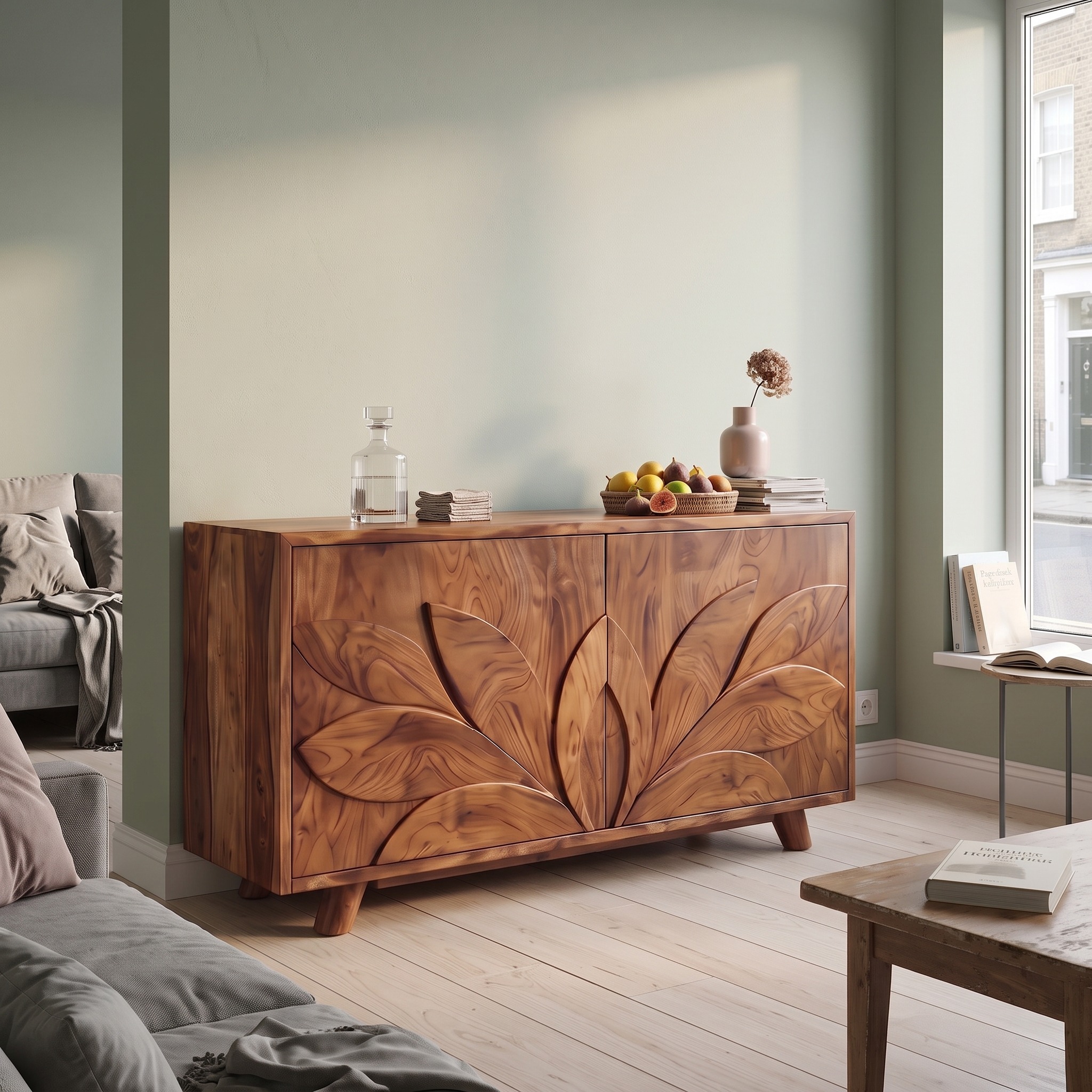 Organic Carved Sideboard Cabinet Living Room