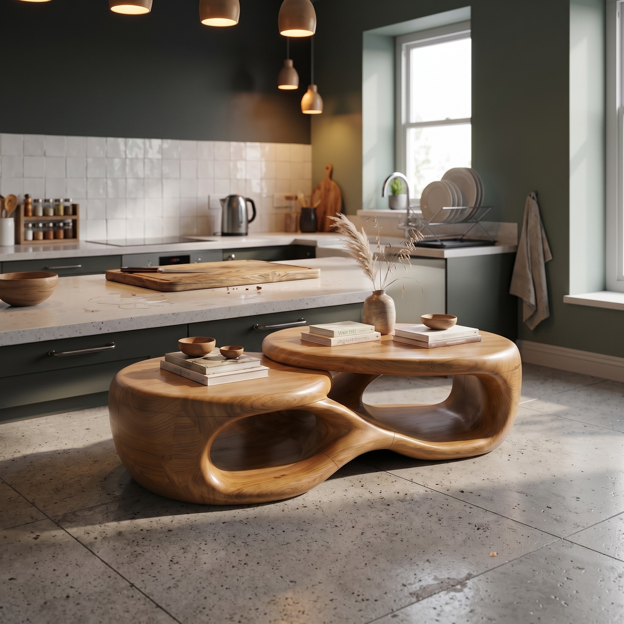Organic Coffee Table with Sculptural Open Form Design for Living Room
