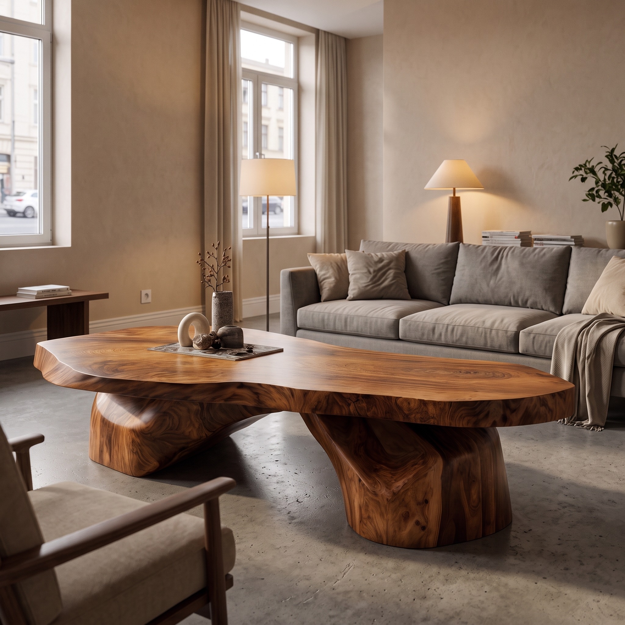 Organic Coffee Table with Sculptural Tree Root Design for Living Room and Lounge