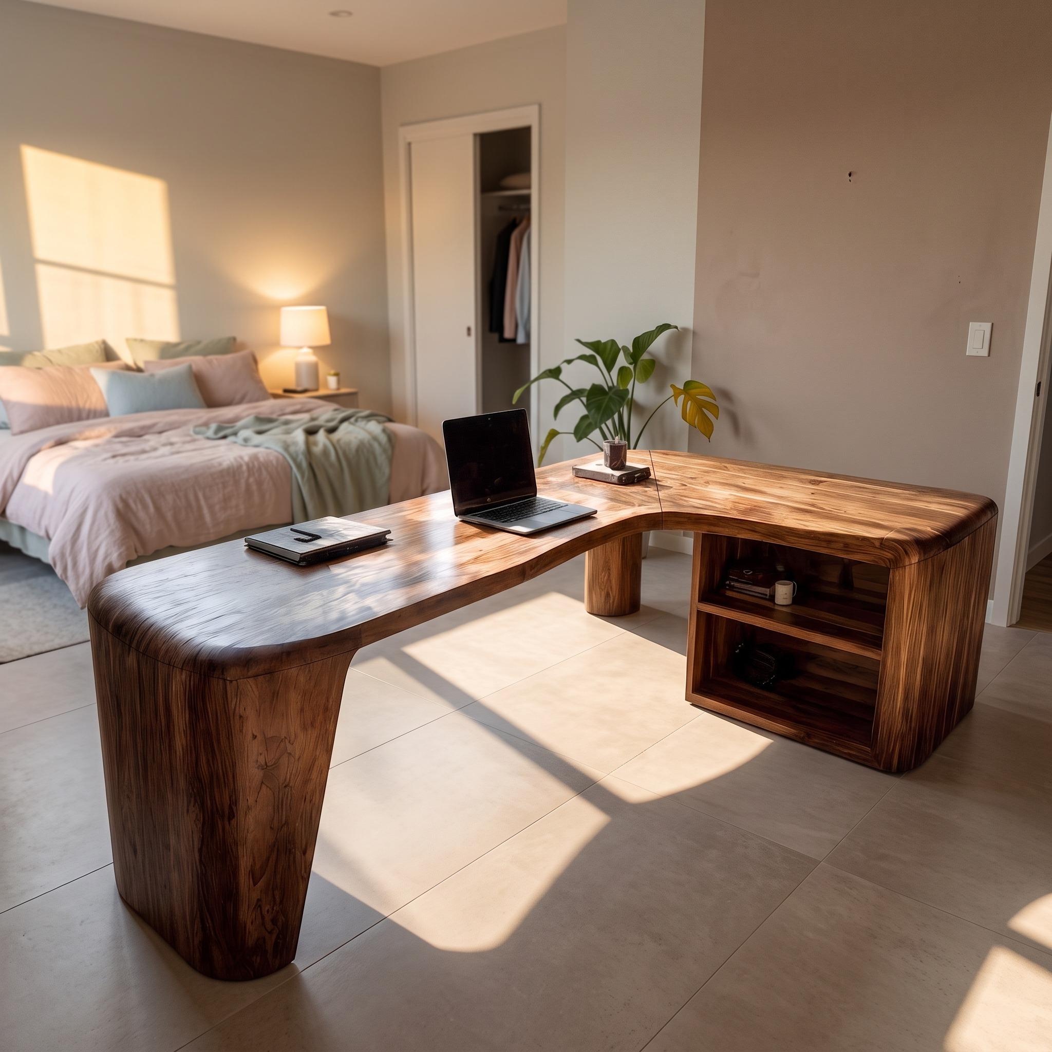 Organic Corner Desk Handcrafted Wood Design for Home Office