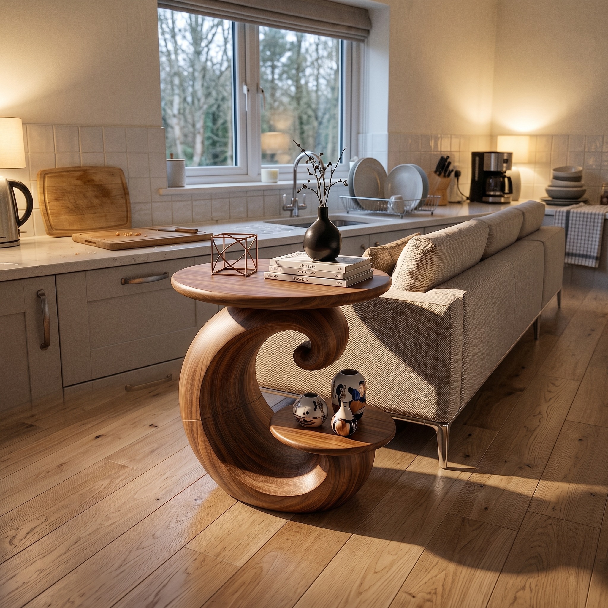 Organic Curved Side Table Forest Living Room