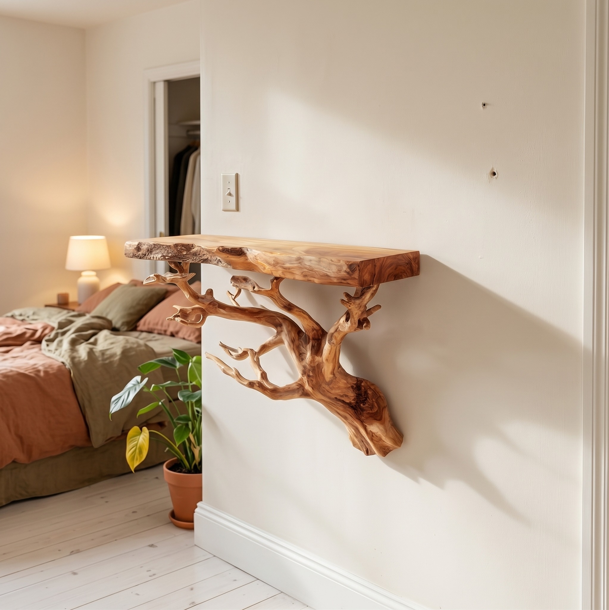 Organic Decorative Tree Wall Shelf for Bedroom and Living Room