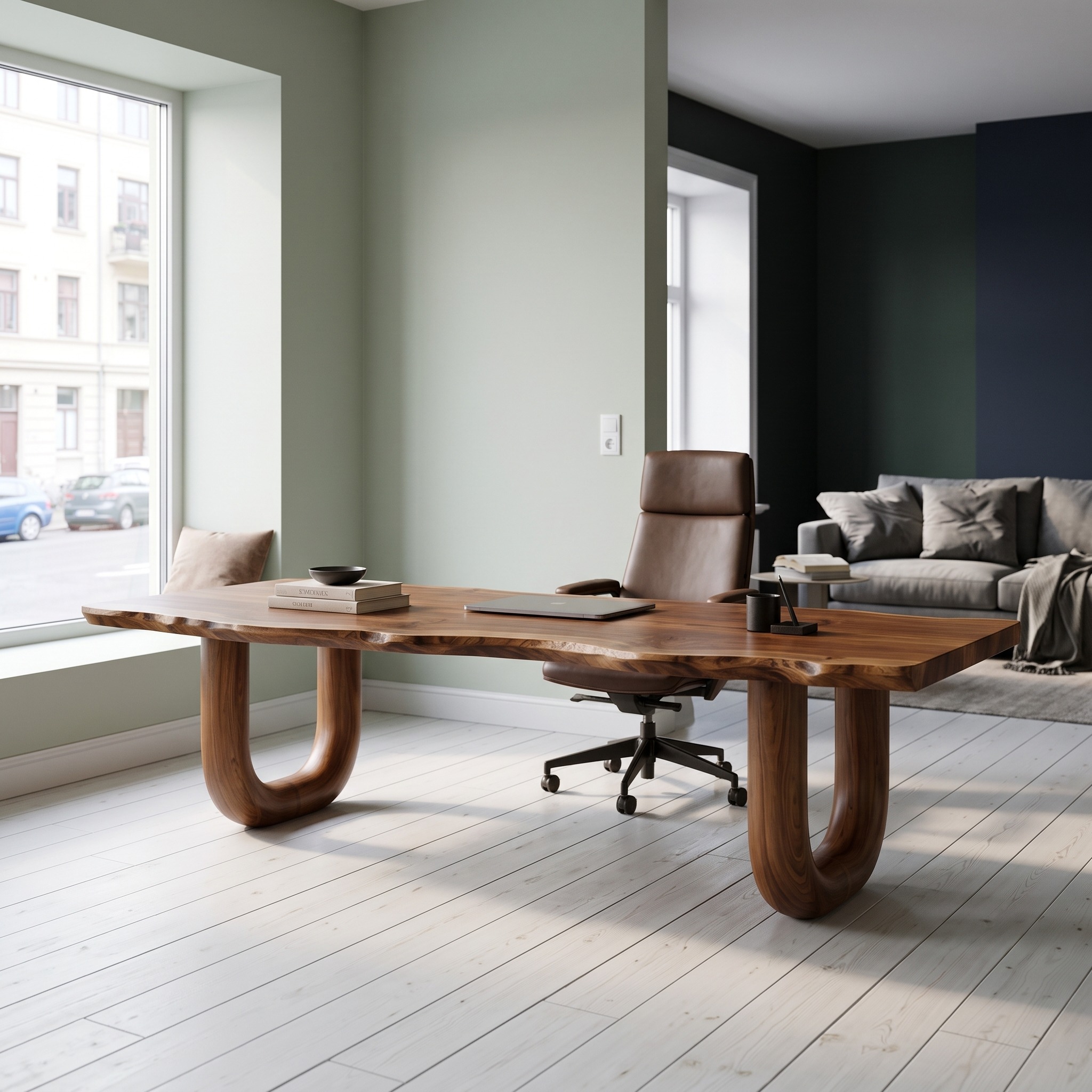 Organic Desk with Rounded U-Legs for Home Office