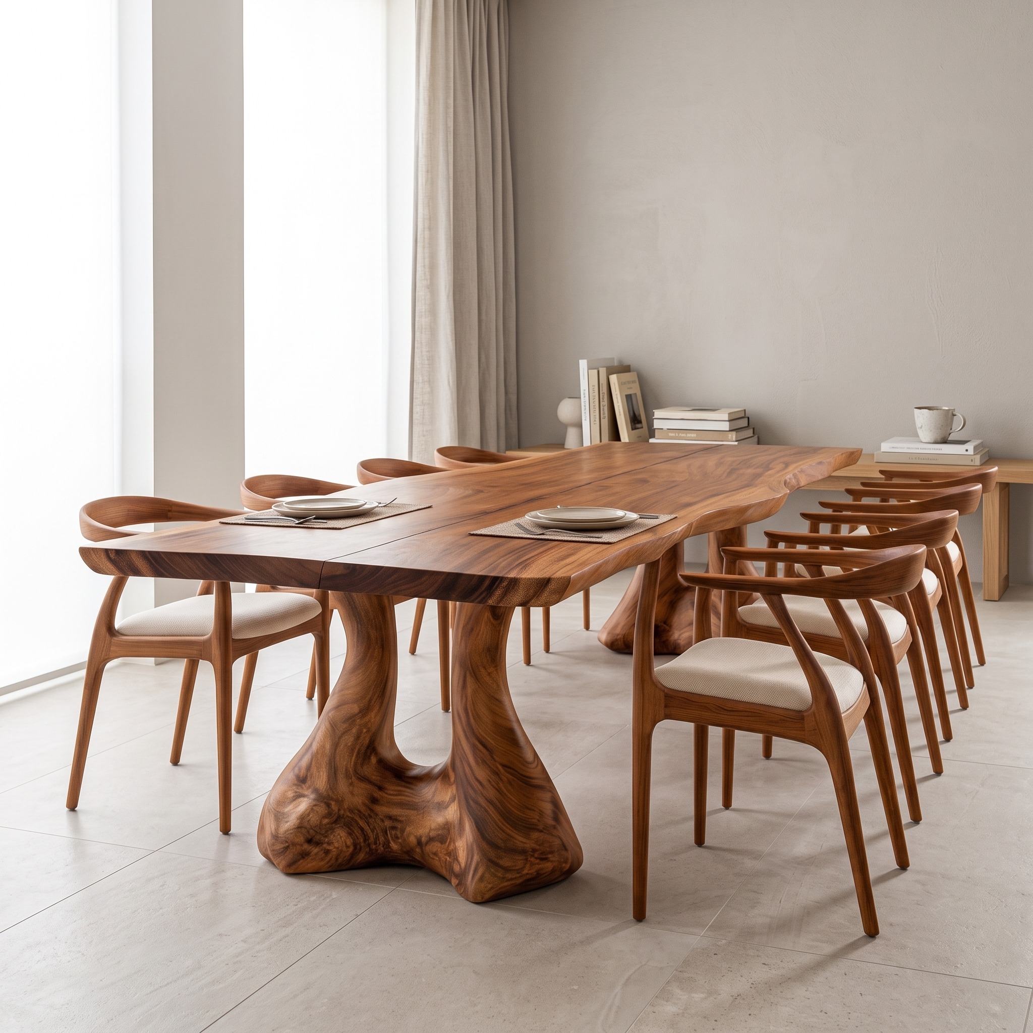 Organic Dining Table with Freeform Edge and Nature Inspired Frame for Dining Room