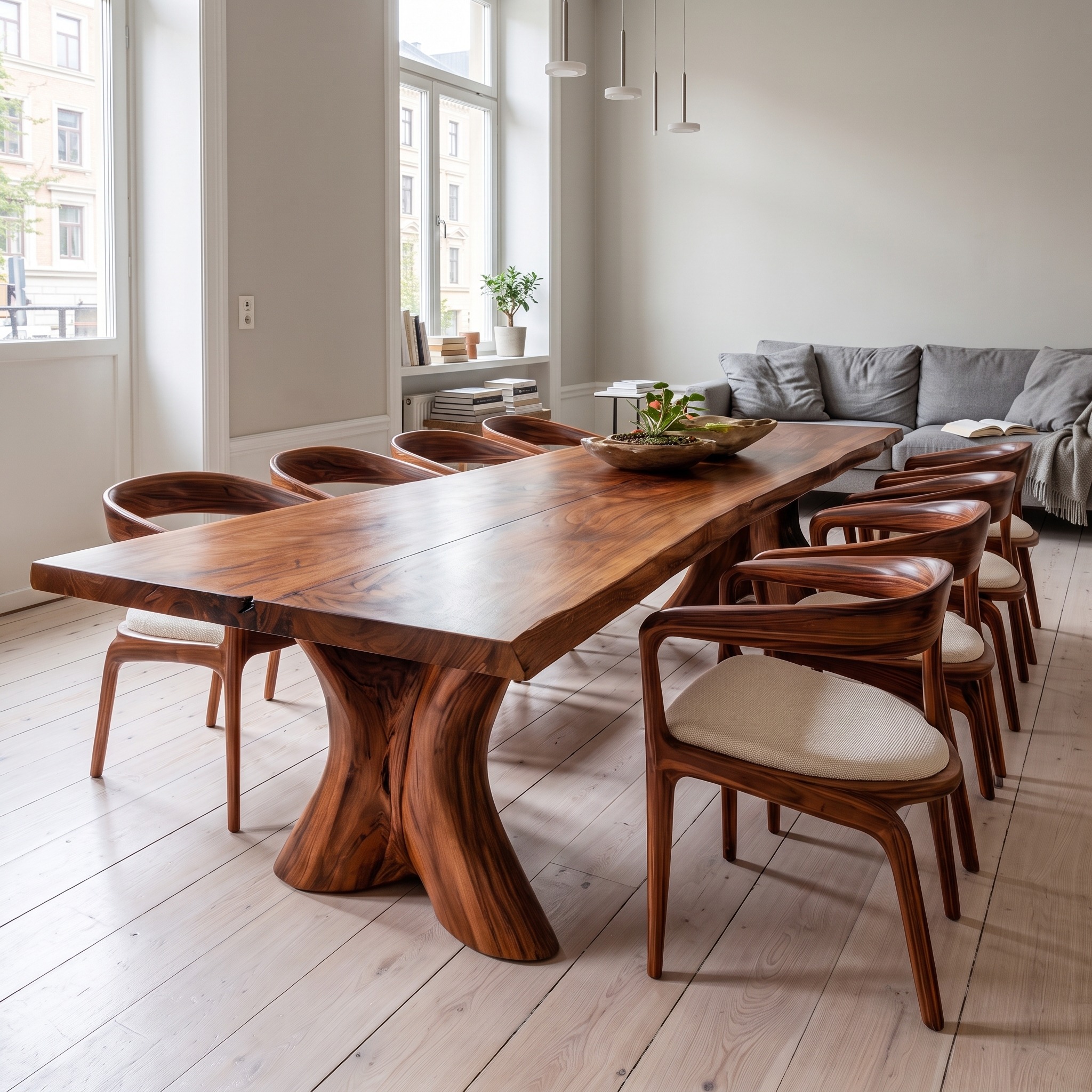 Organic Dining Table with Sculptural Root Form Base for Dining Room