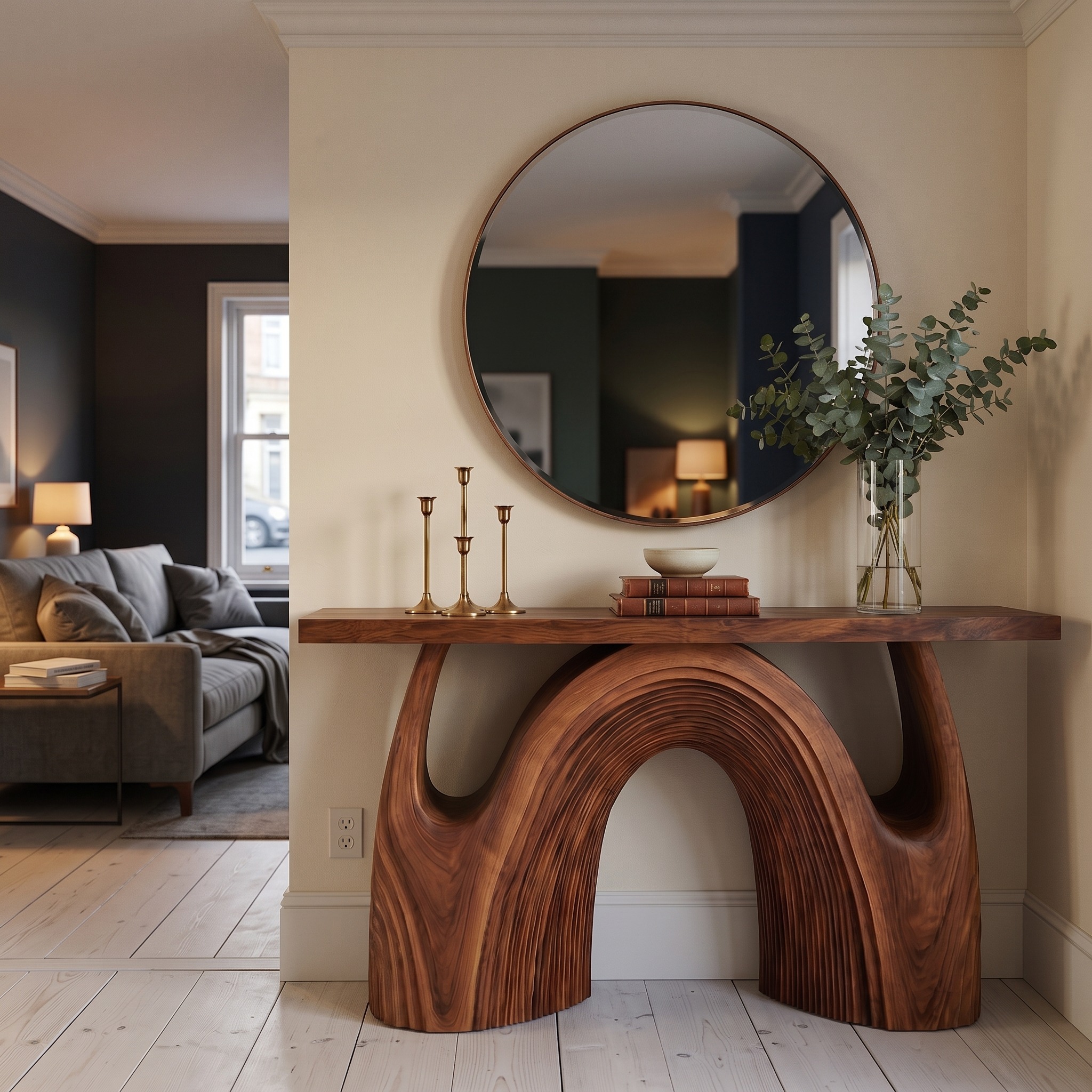 Organic Double Arch Console Table Sofa Back Living Room