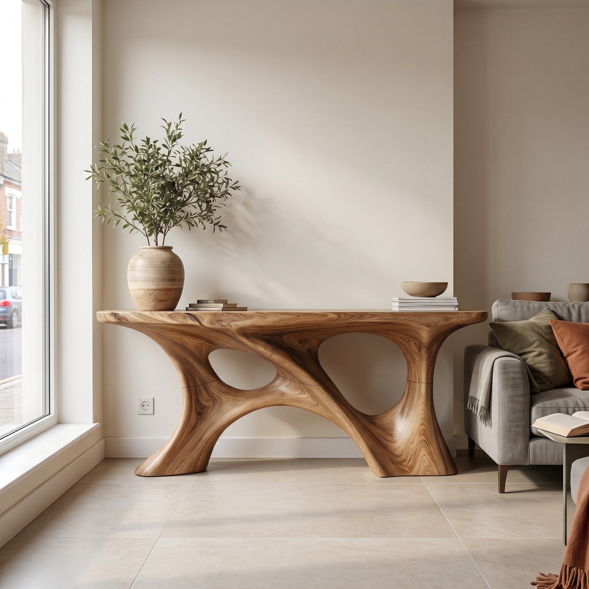 Organic Double Void Console Table Entryway Hallway Living Room