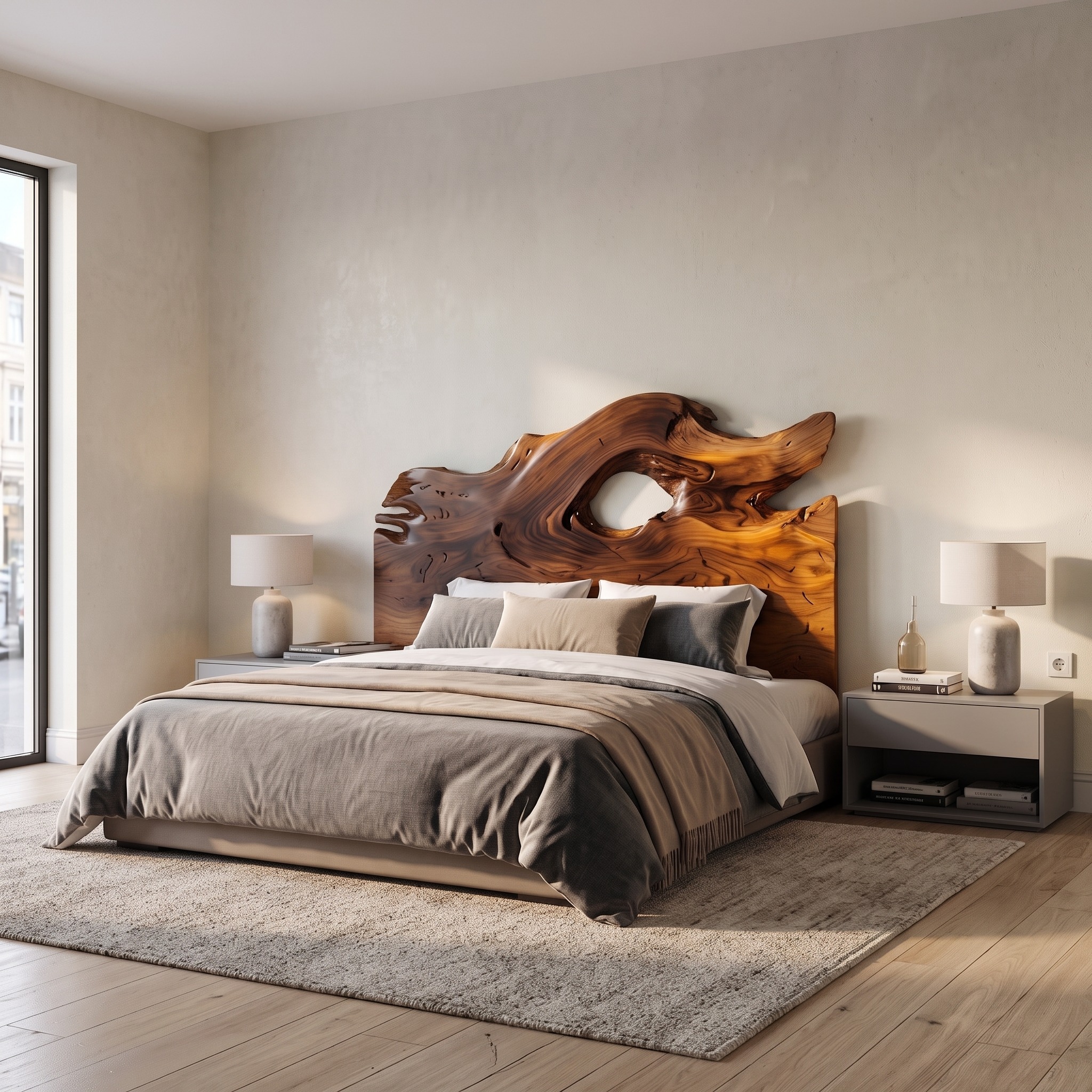 Organic Driftwood Headboard Wooden Bed Headboard for Bedroom