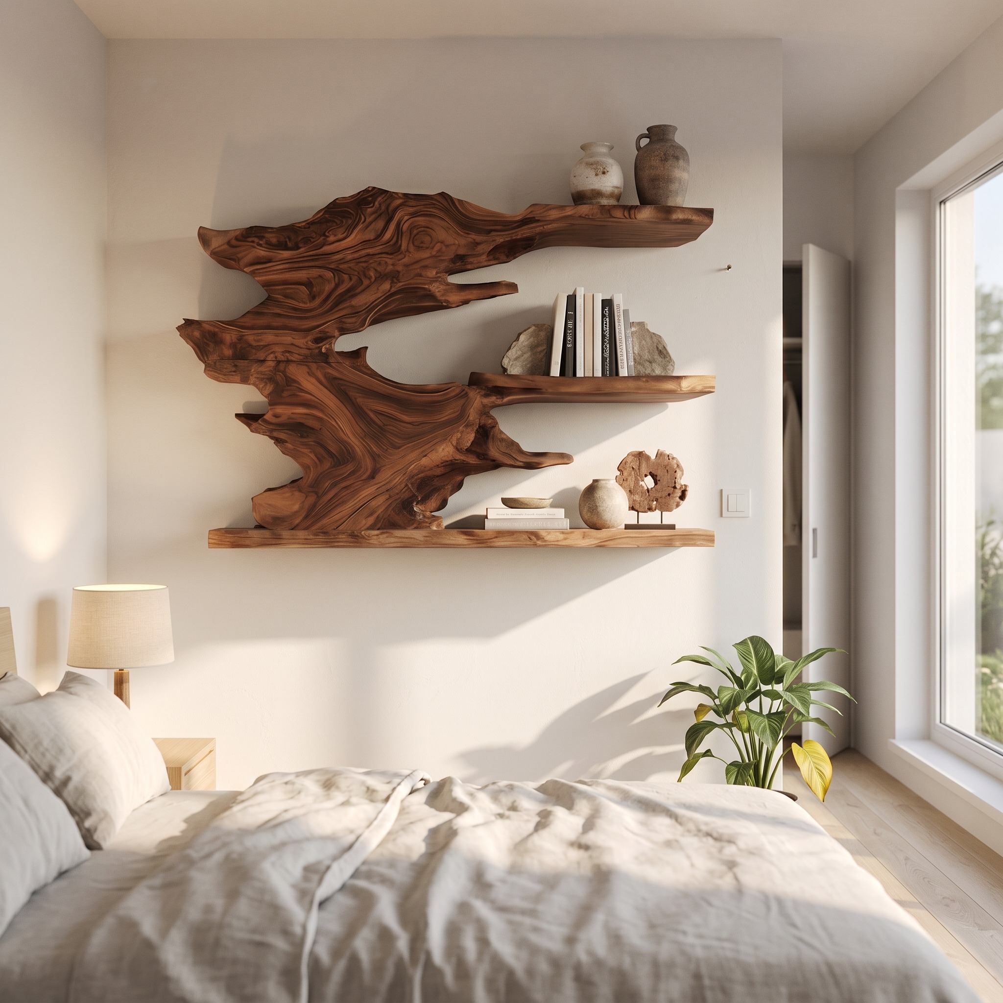 Organic Floating Shelf Display Shelves for Living Room