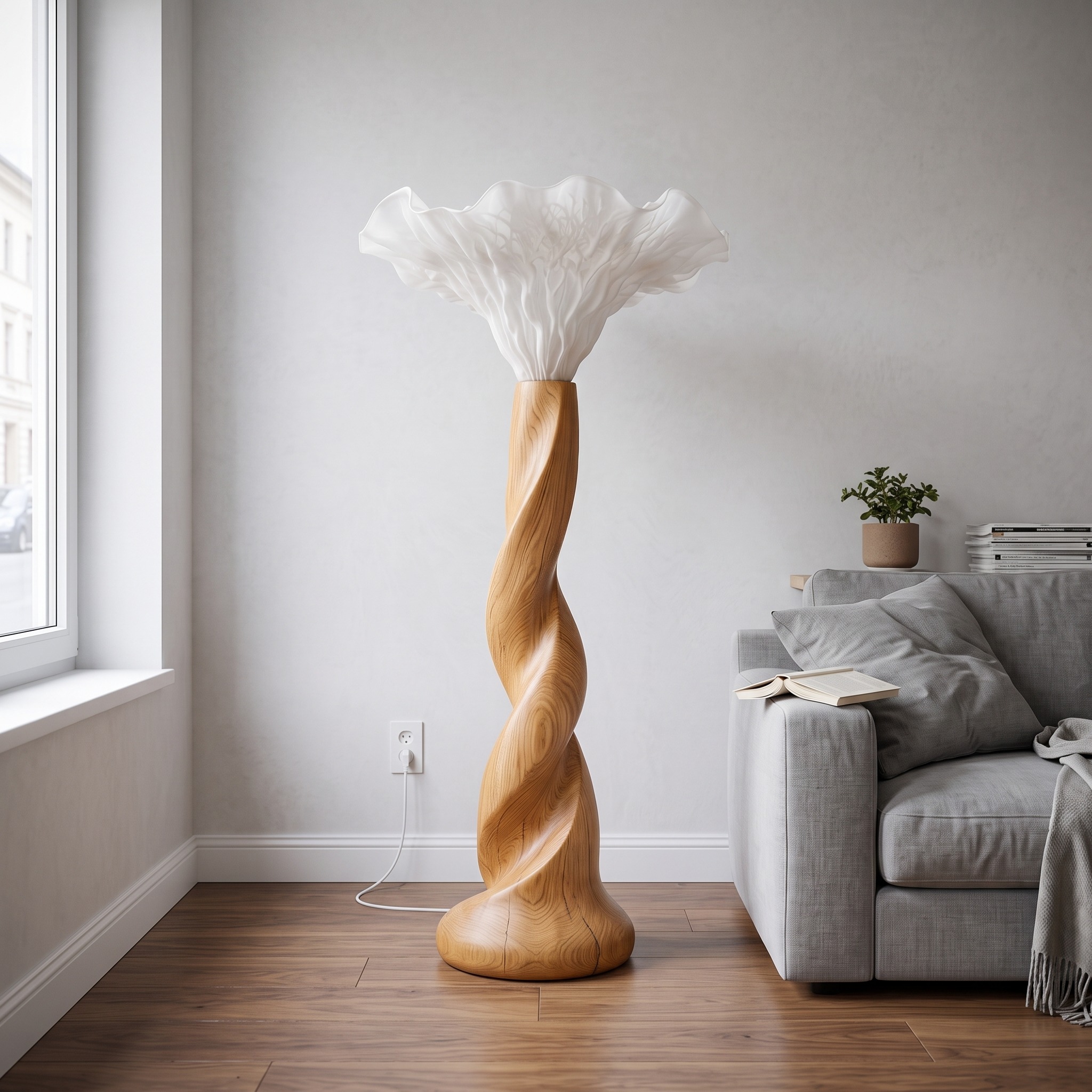 Organic Floor Lamp Blooming Mushroom Shade Lounge