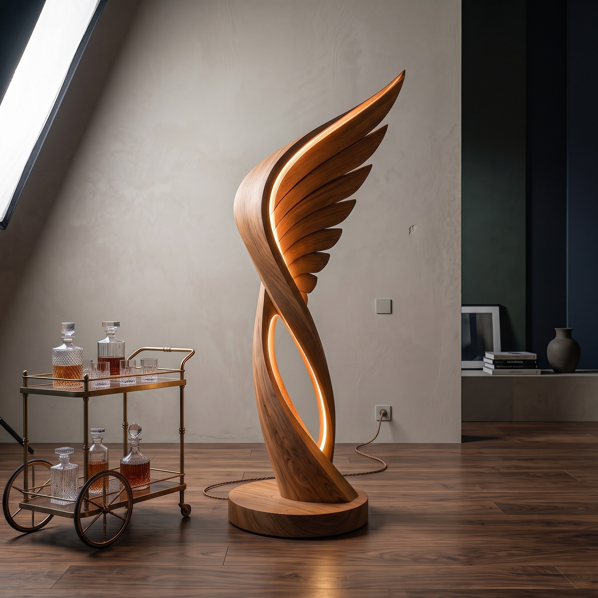 Organic Folding Wing Floor Lamp for Bedroom