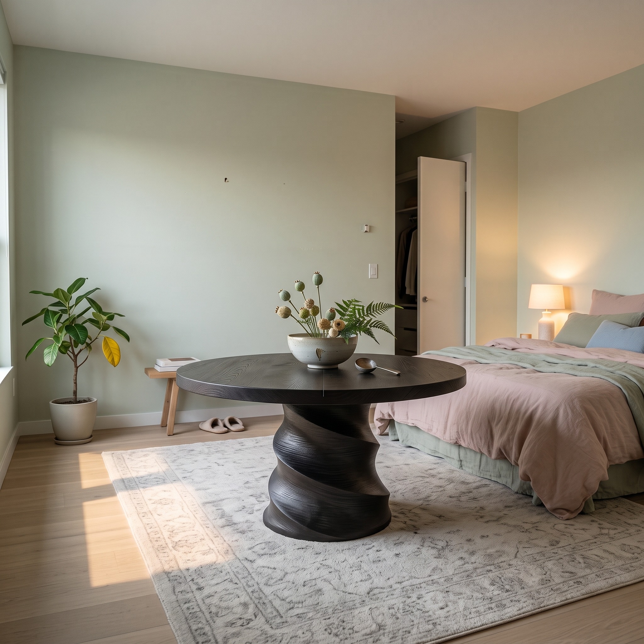 Organic Foyer Table with Sculptural Spiral Design for Foyer and Entryway