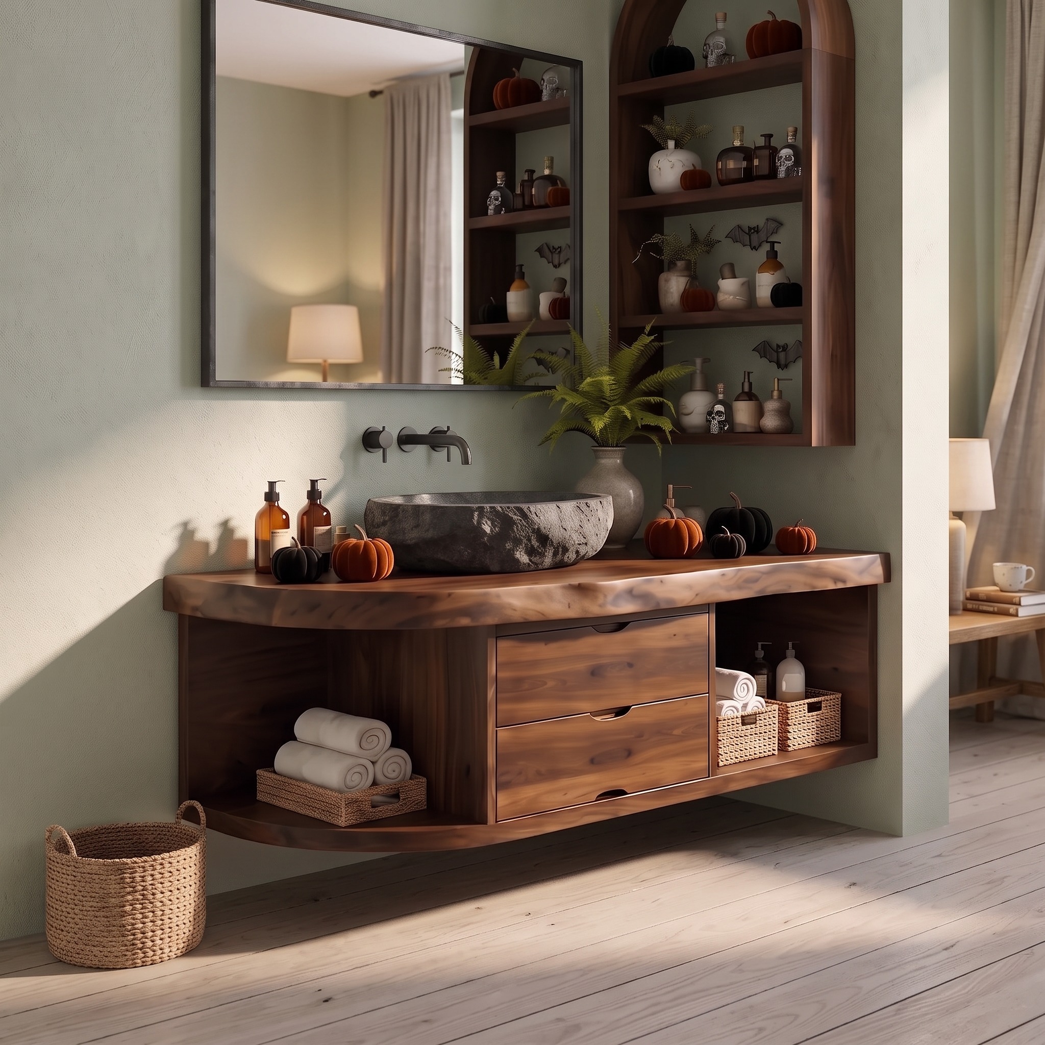 Organic Halloween Floating Bathroom Vanity Modern Bathroom