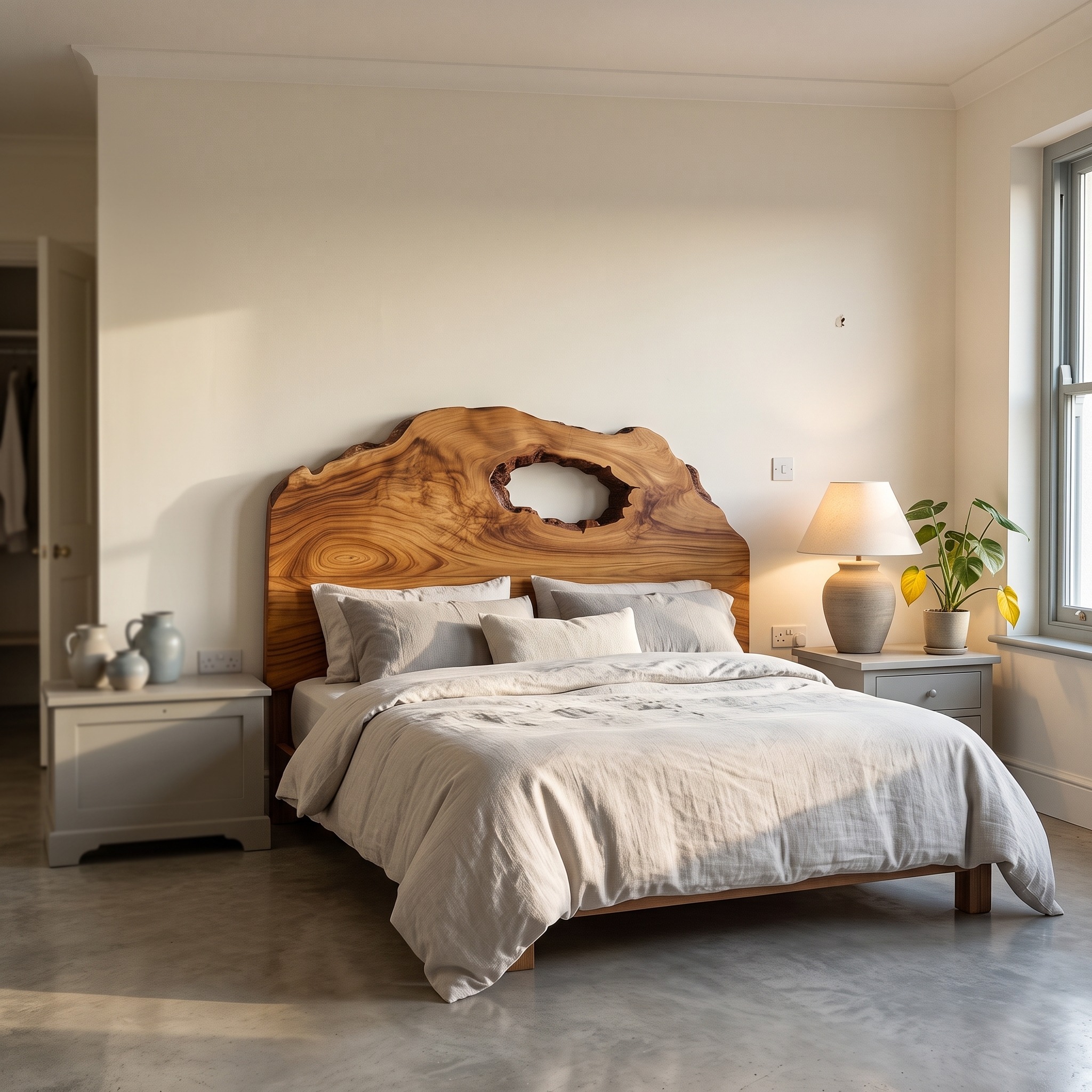 Organic Headboard Wooden Bed Headboard for Bedroom - Model SINLSAHB065